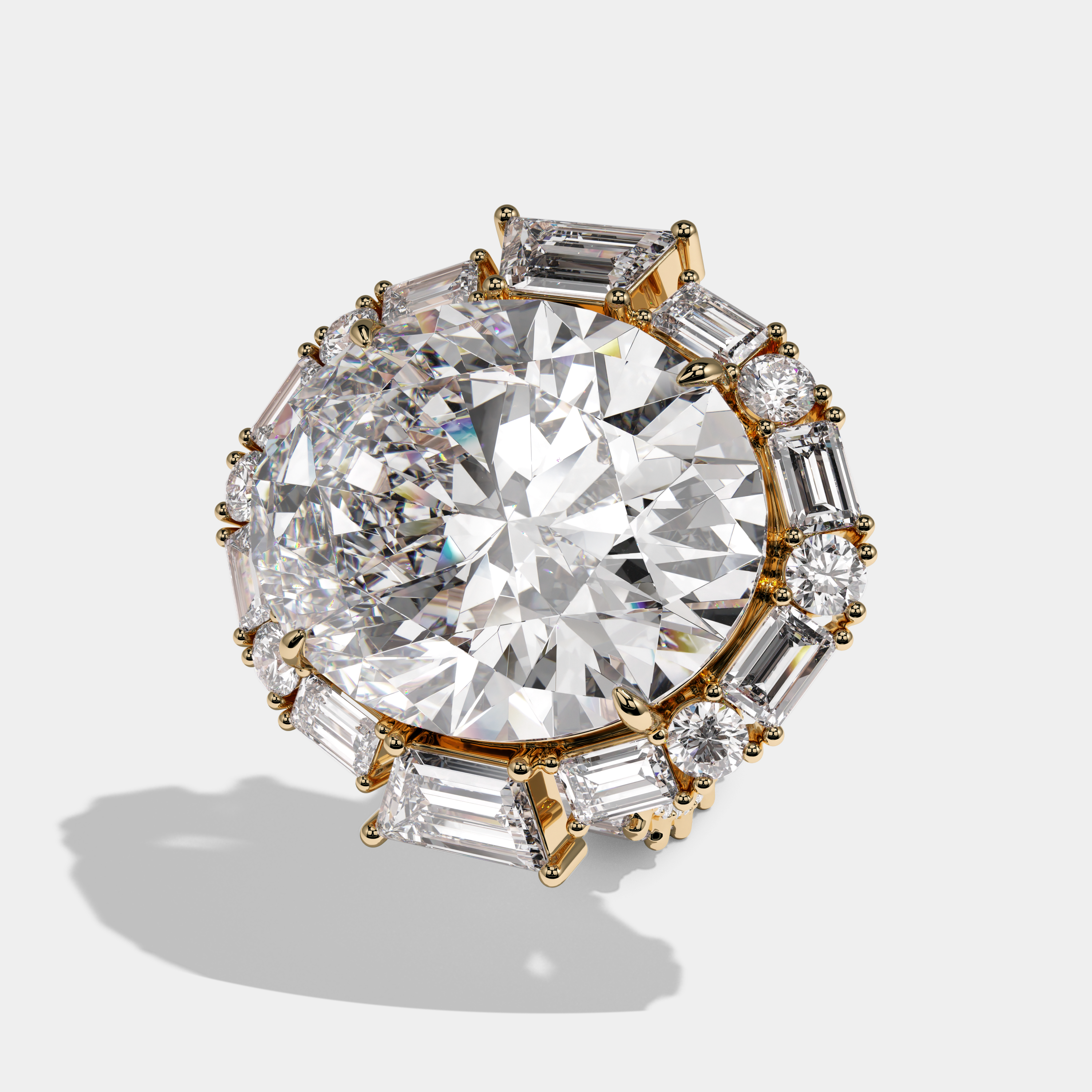 Victoria Éclat Diamond Oval Halo Engagement Ring 18K Yellow Gold 50.00ct