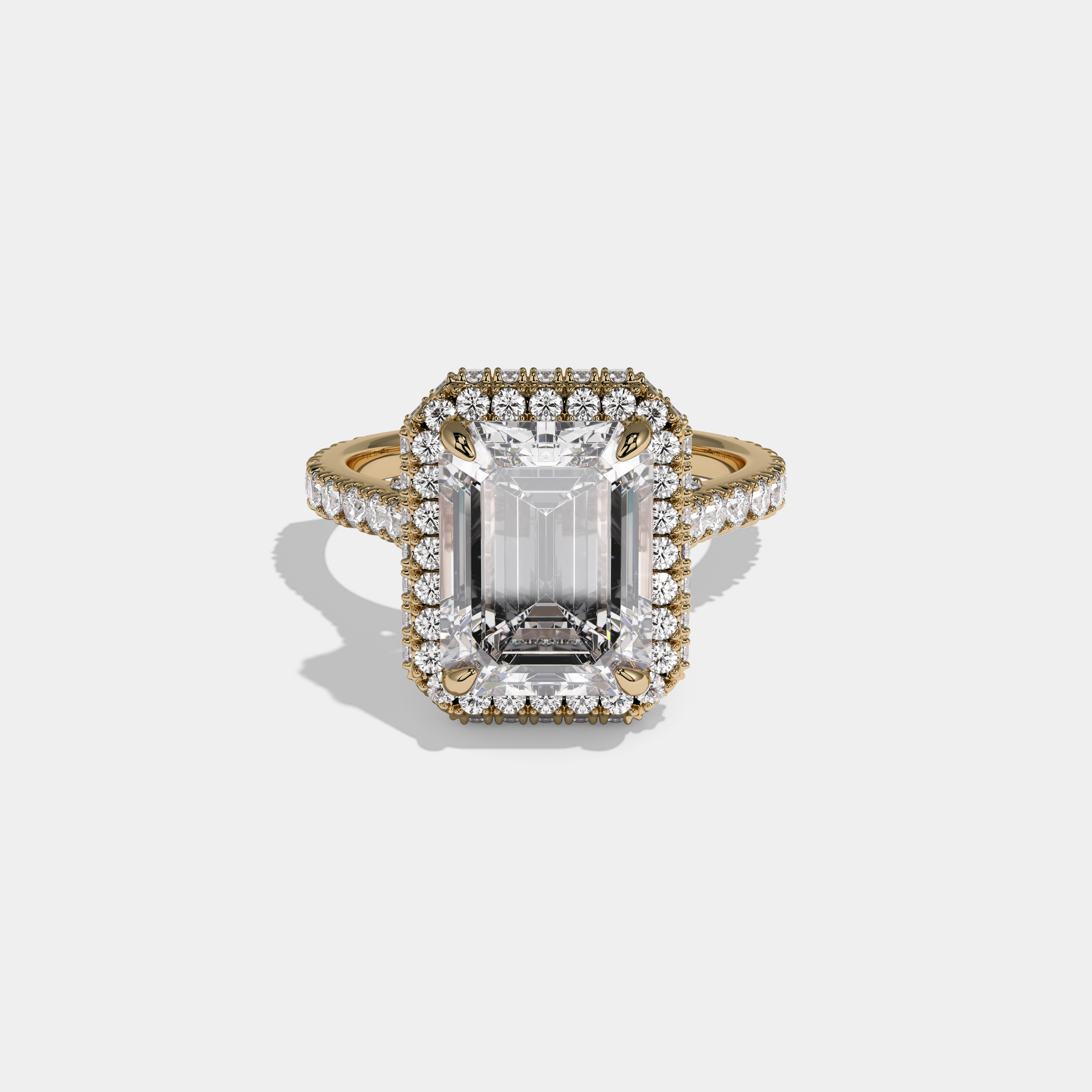 Sophia Emerald Cut Diamond Double Halo Band Engagement Ring 10ct 18K Yellow Gold