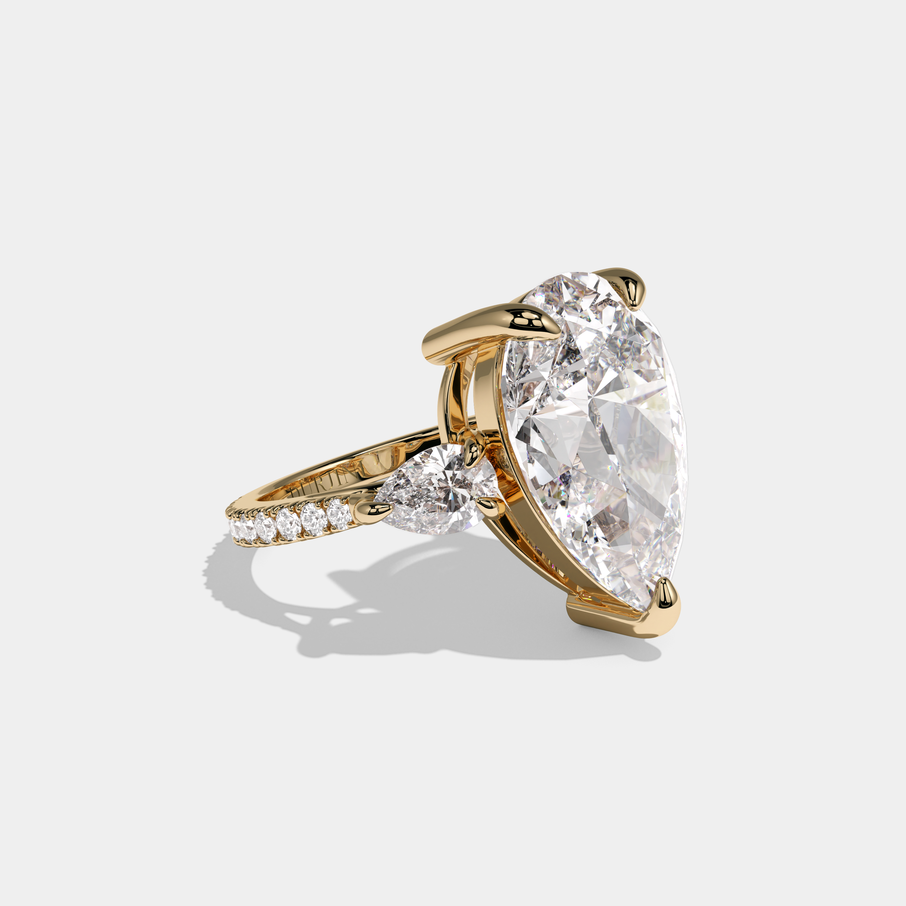 Violet Pear Cut Diamond Halo Engagement Ring 12ct 18K Yellow Gold