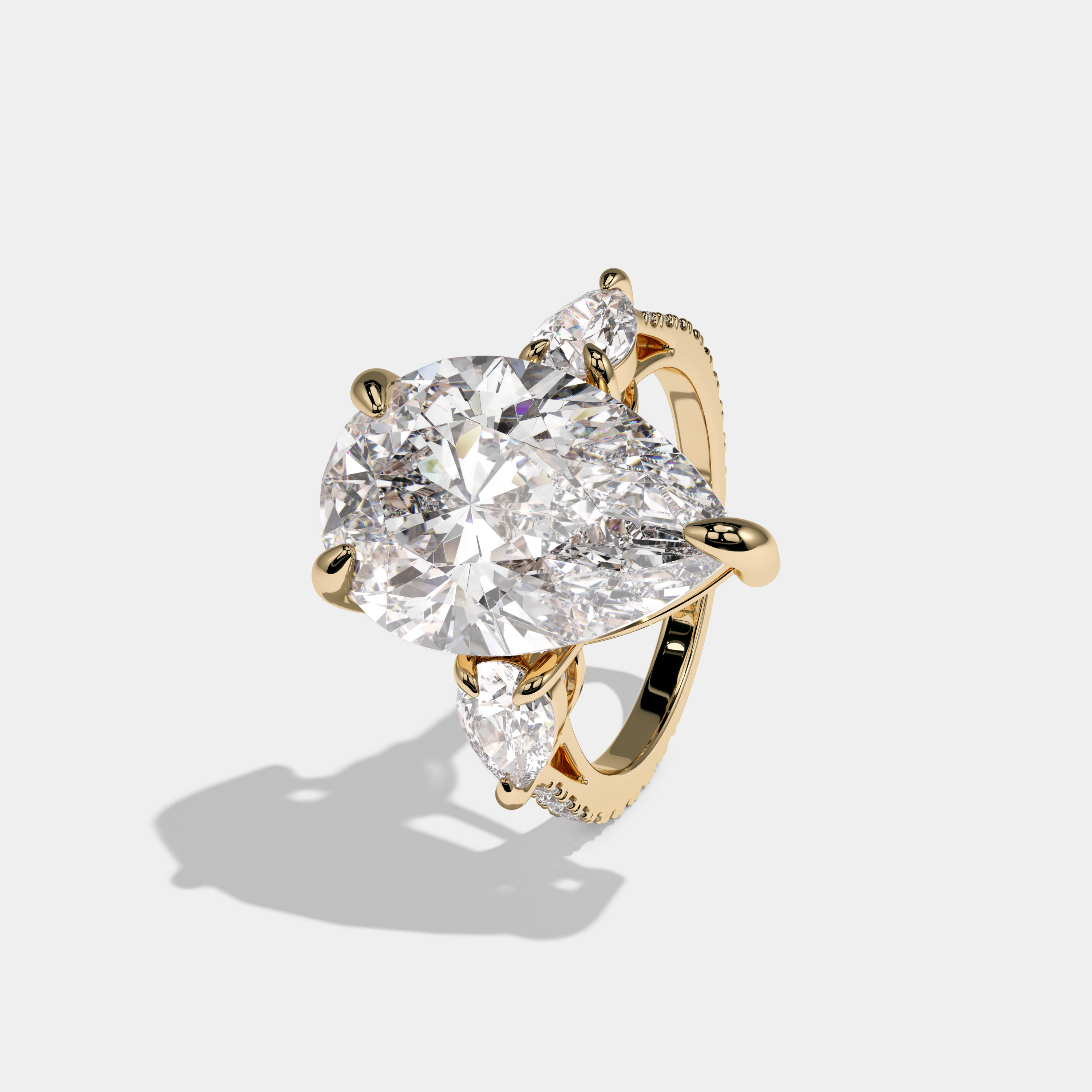 Violet Pear Cut Diamond Halo Engagement Ring 12ct 18K Yellow Gold