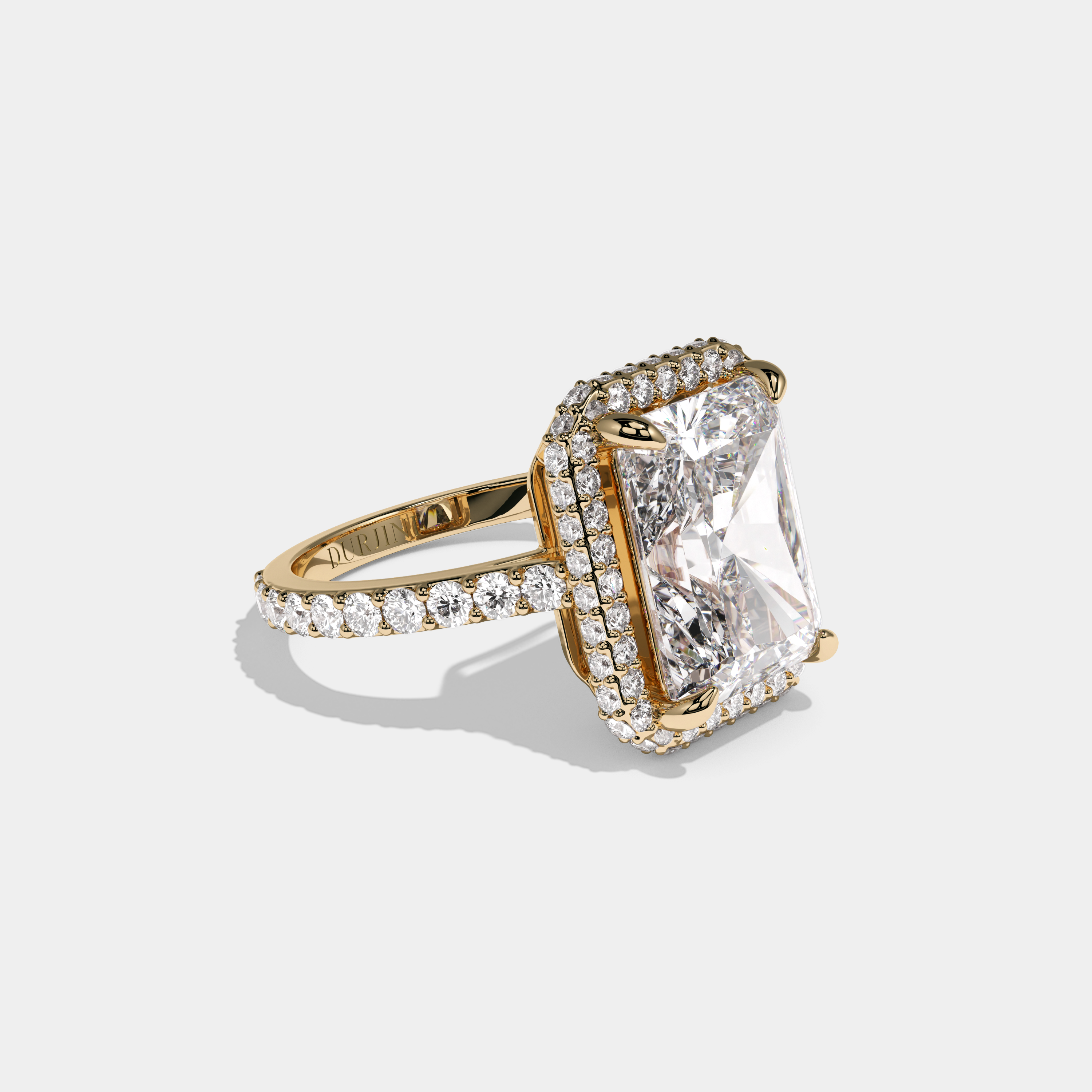 Charlotte Radiant Cut Diamond Halo Engagement Ring 10ct 18K Yellow Gold