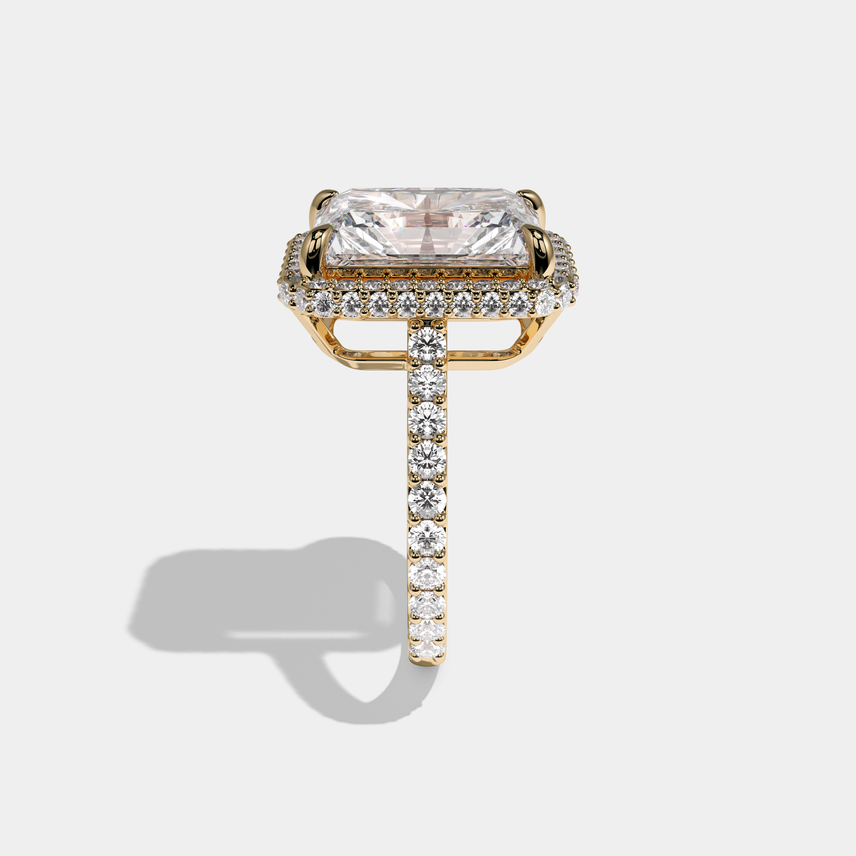 Charlotte Radiant Cut Diamond Halo Engagement Ring 10ct 18K Yellow Gold