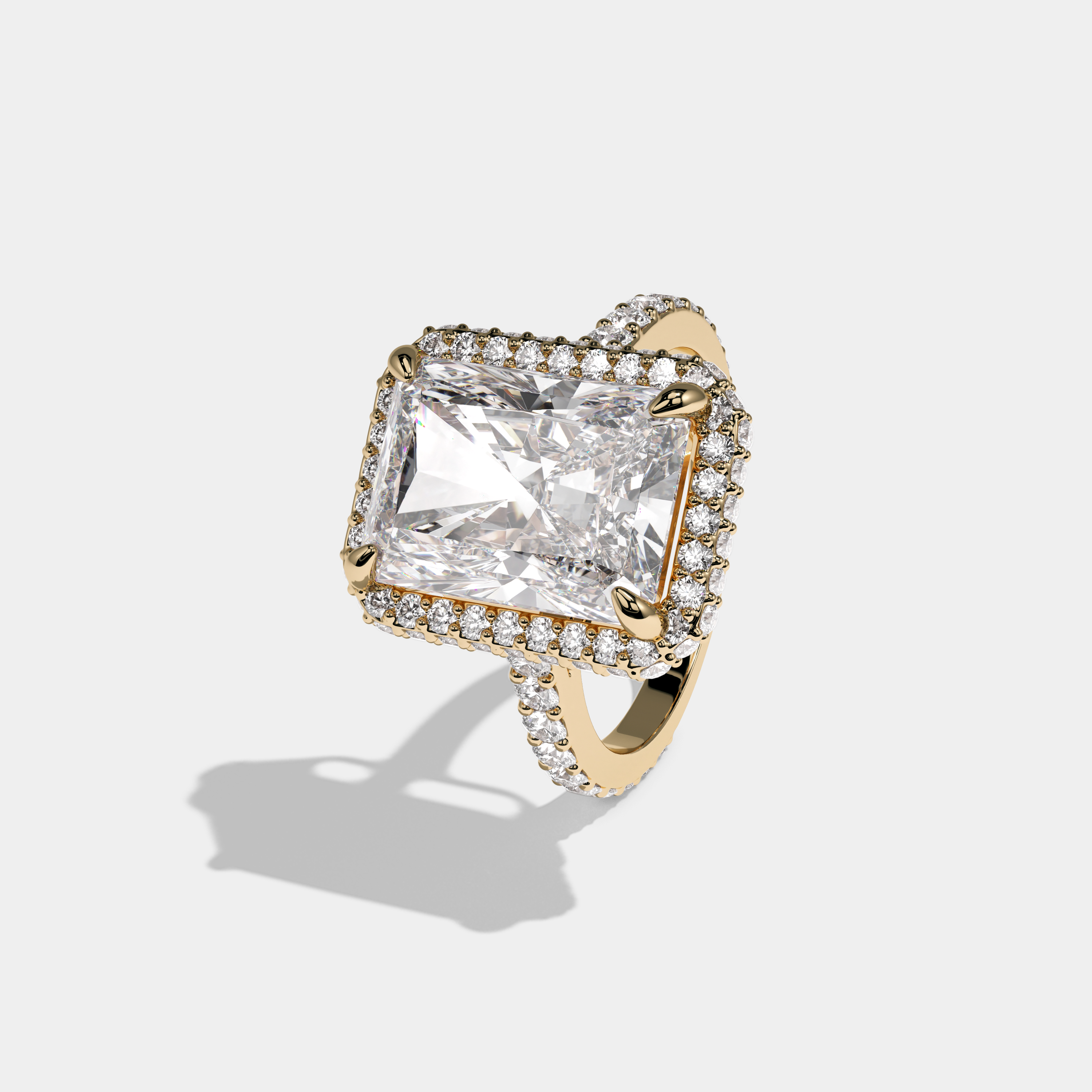 Charlotte Radiant Cut Diamond Halo Engagement Ring 10ct 18K Yellow Gold