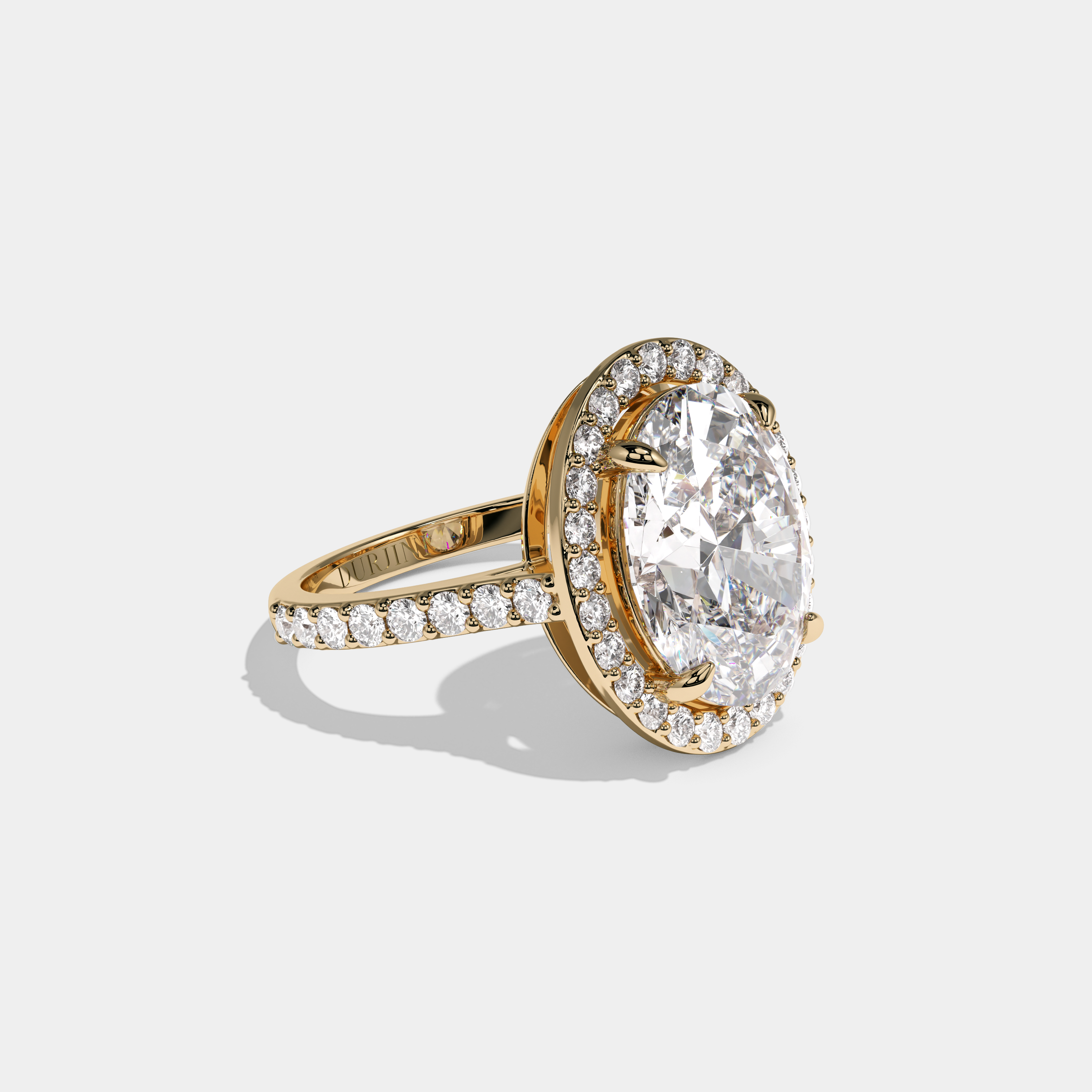 Eleanor Oval Cut Diamond Halo Engagement Ring 10ct 18K Yellow Gold
