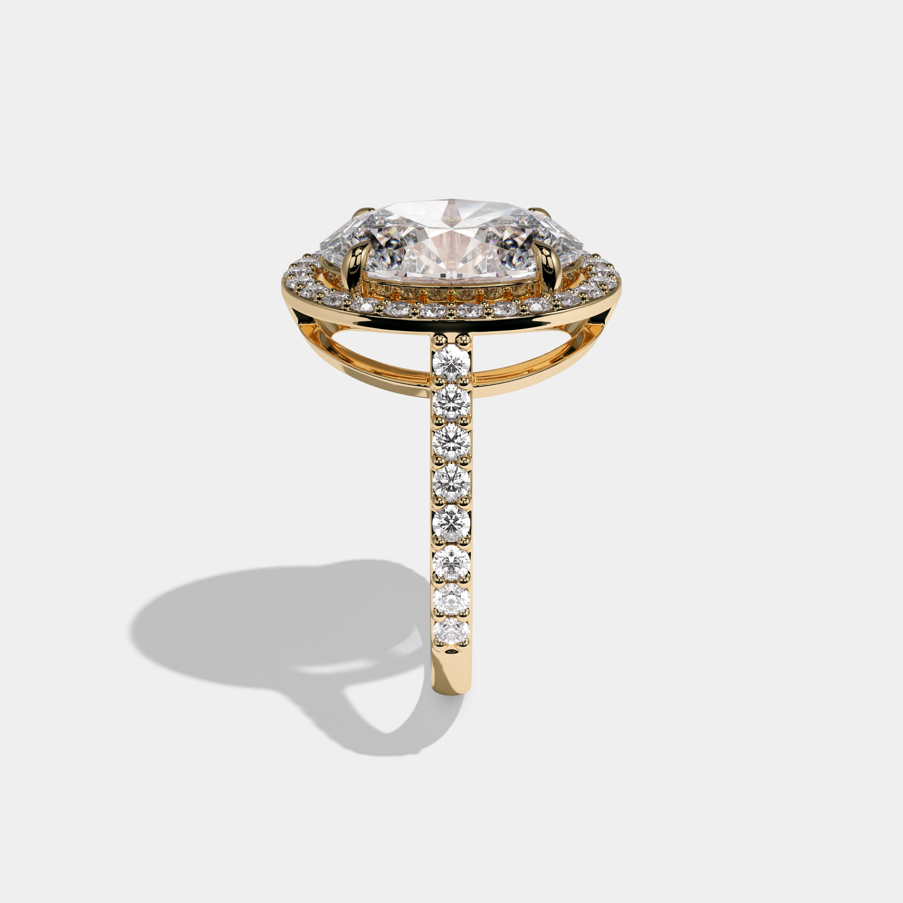 Eleanor Oval Cut Diamond Halo Engagement Ring 10ct 18K Yellow Gold