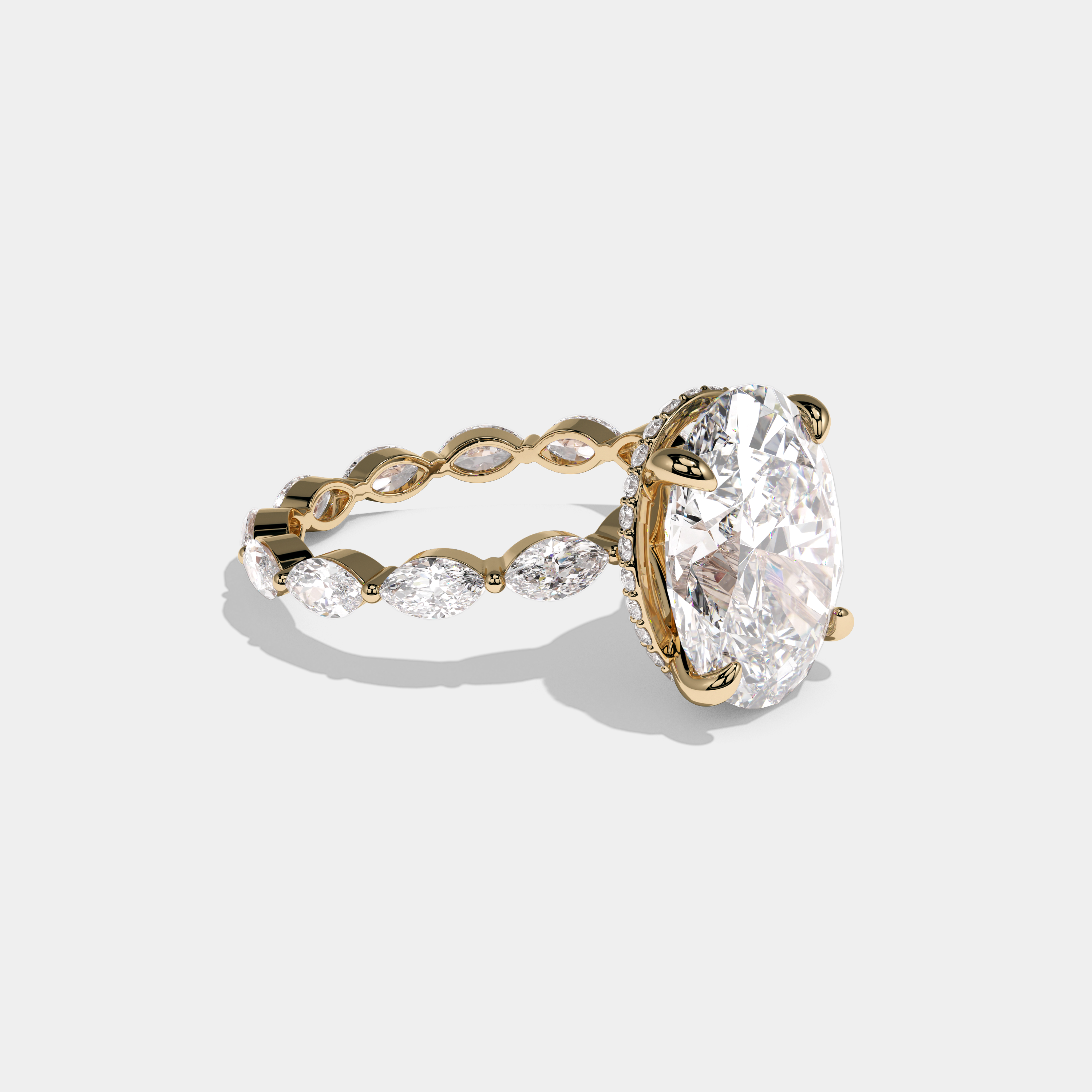 Eleanor Oval Cut Diamond Engagement Ring 10ct 18K Yellow Gold