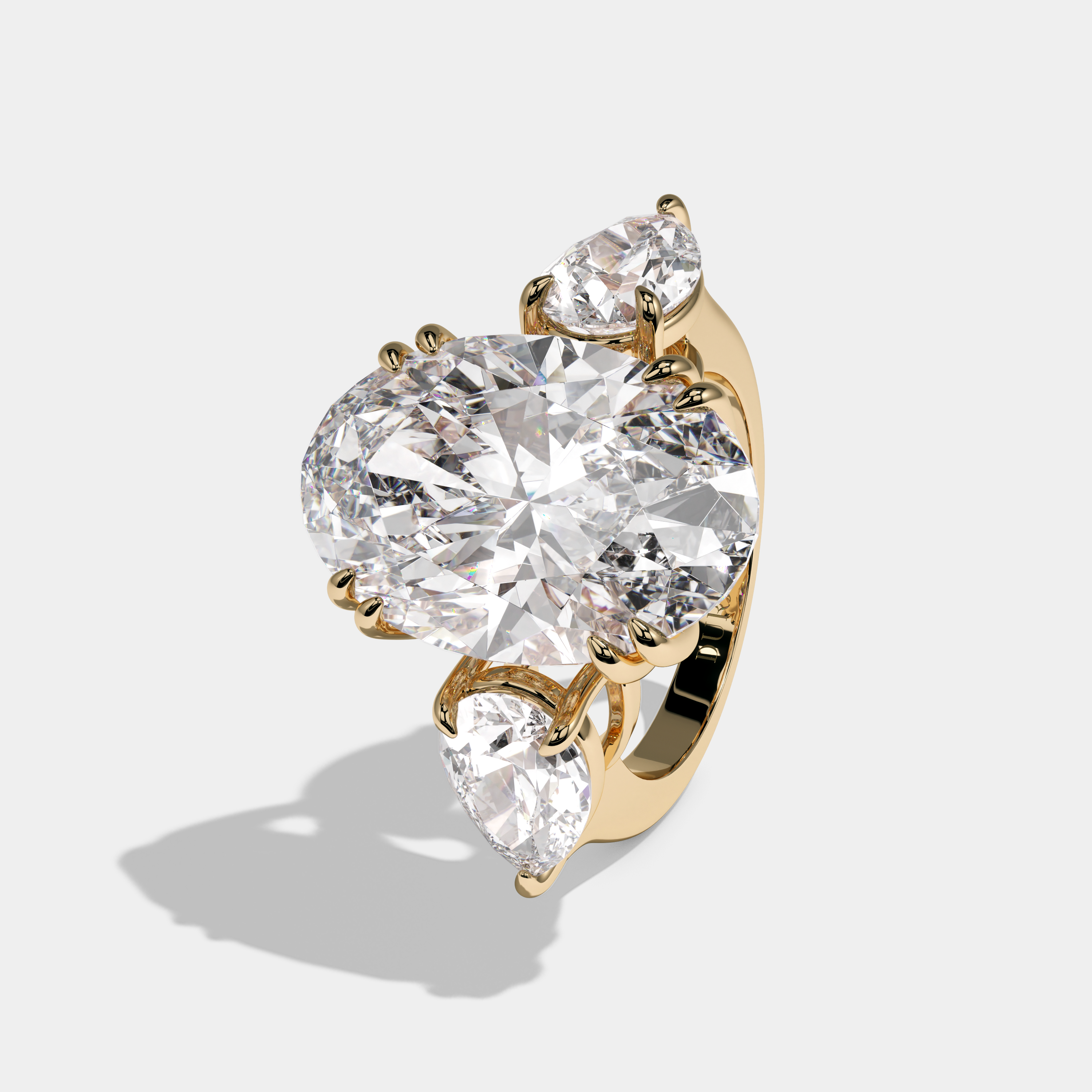 Charlotte Oval Cut Diamond Halo Engagement Ring 12ct 18K Yellow Gold