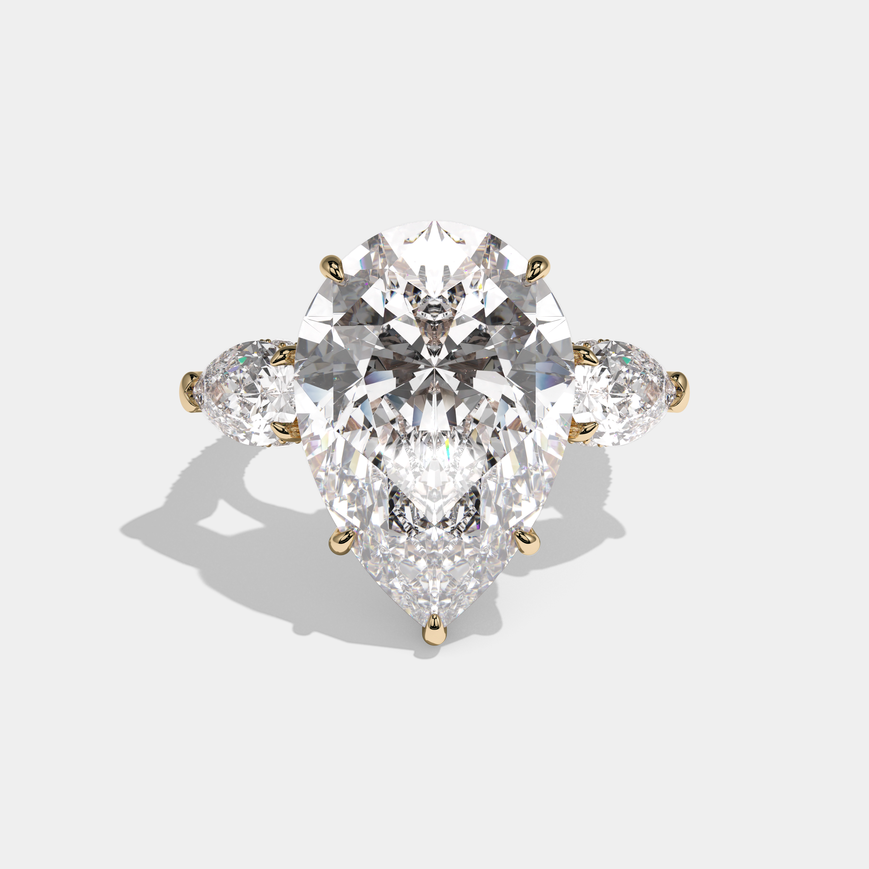 Arabella Pear Cut Diamond Halo Engagement Ring 10ct 18K Yellow Gold