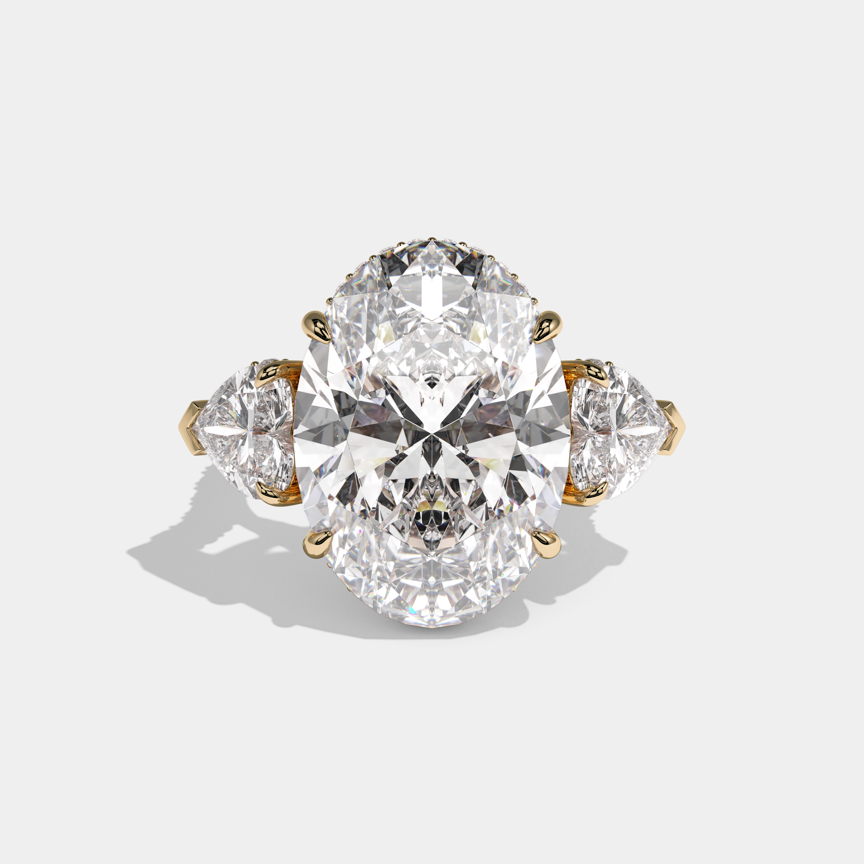 Isadora Oval Cut Diamond Halo Engagement Ring 12ct 18K Yellow Gold