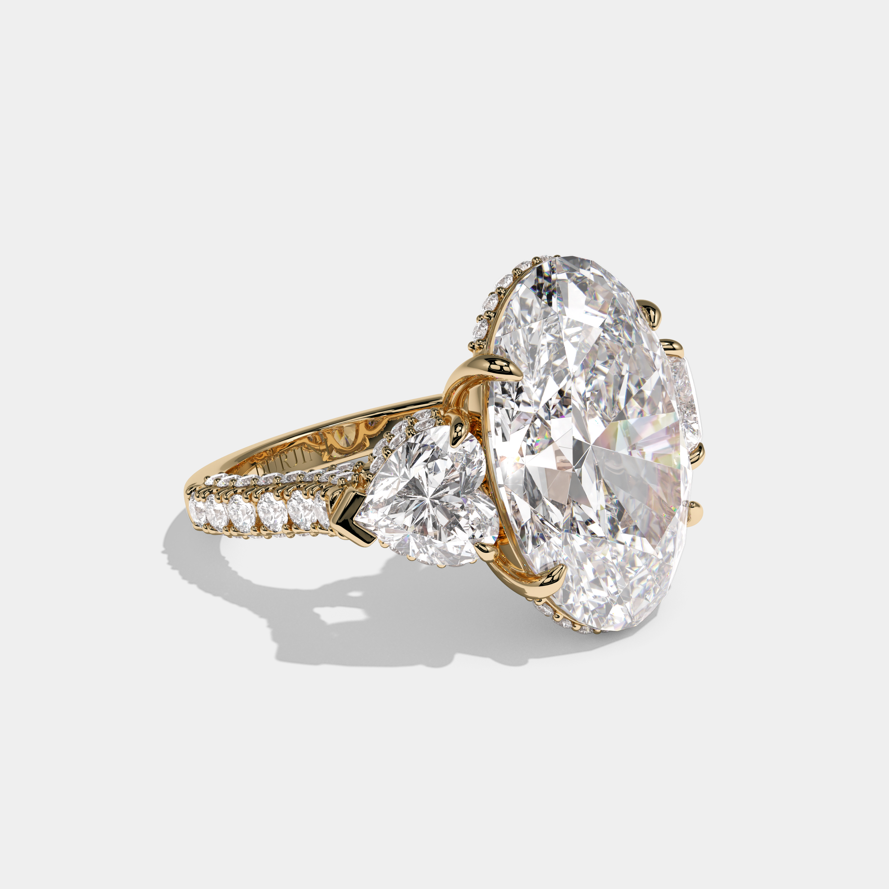 Isadora Oval Cut Diamond Halo Engagement Ring 12ct 18K Yellow Gold
