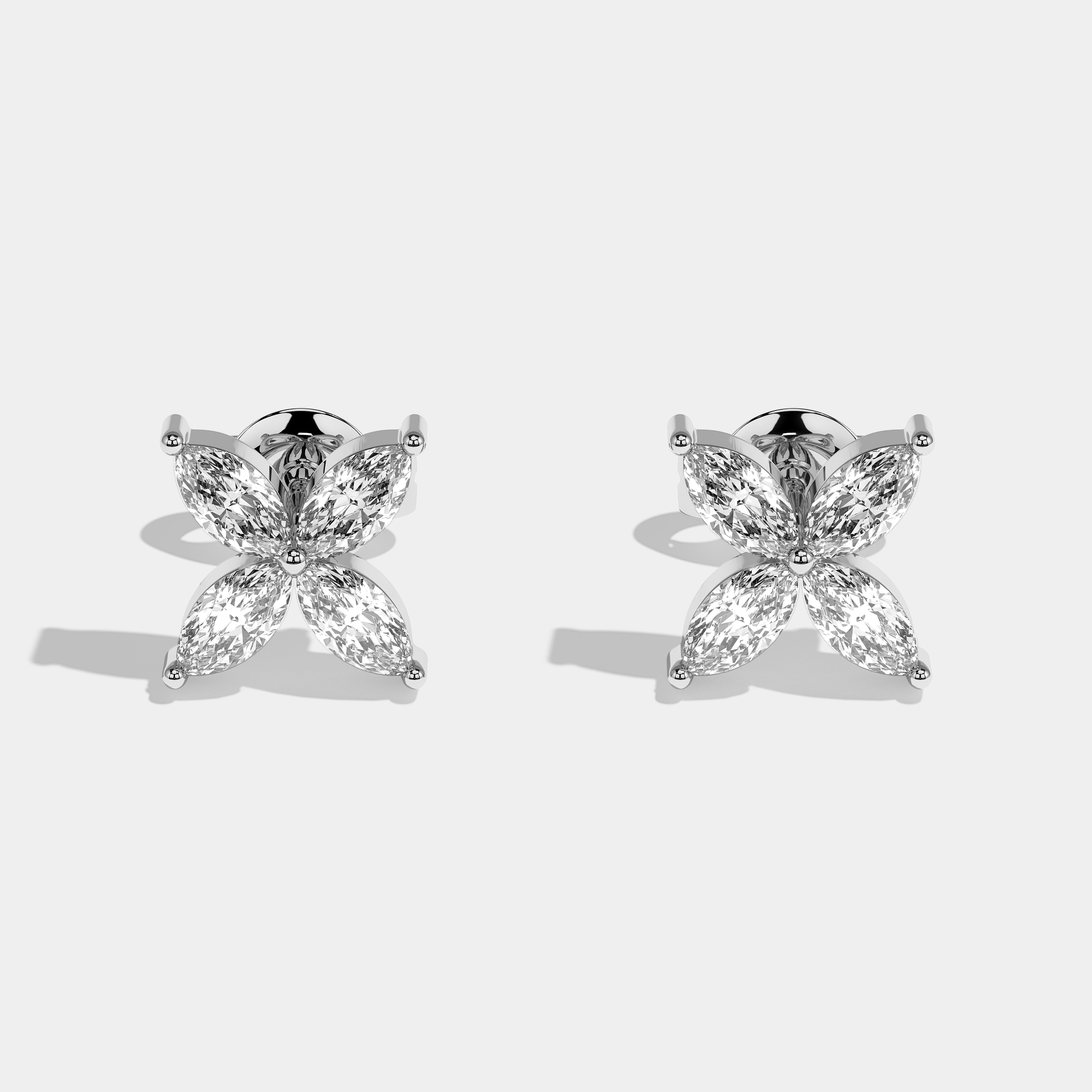 Marquee Marquise Cut Diamond Earrings White Gold 2.00ct