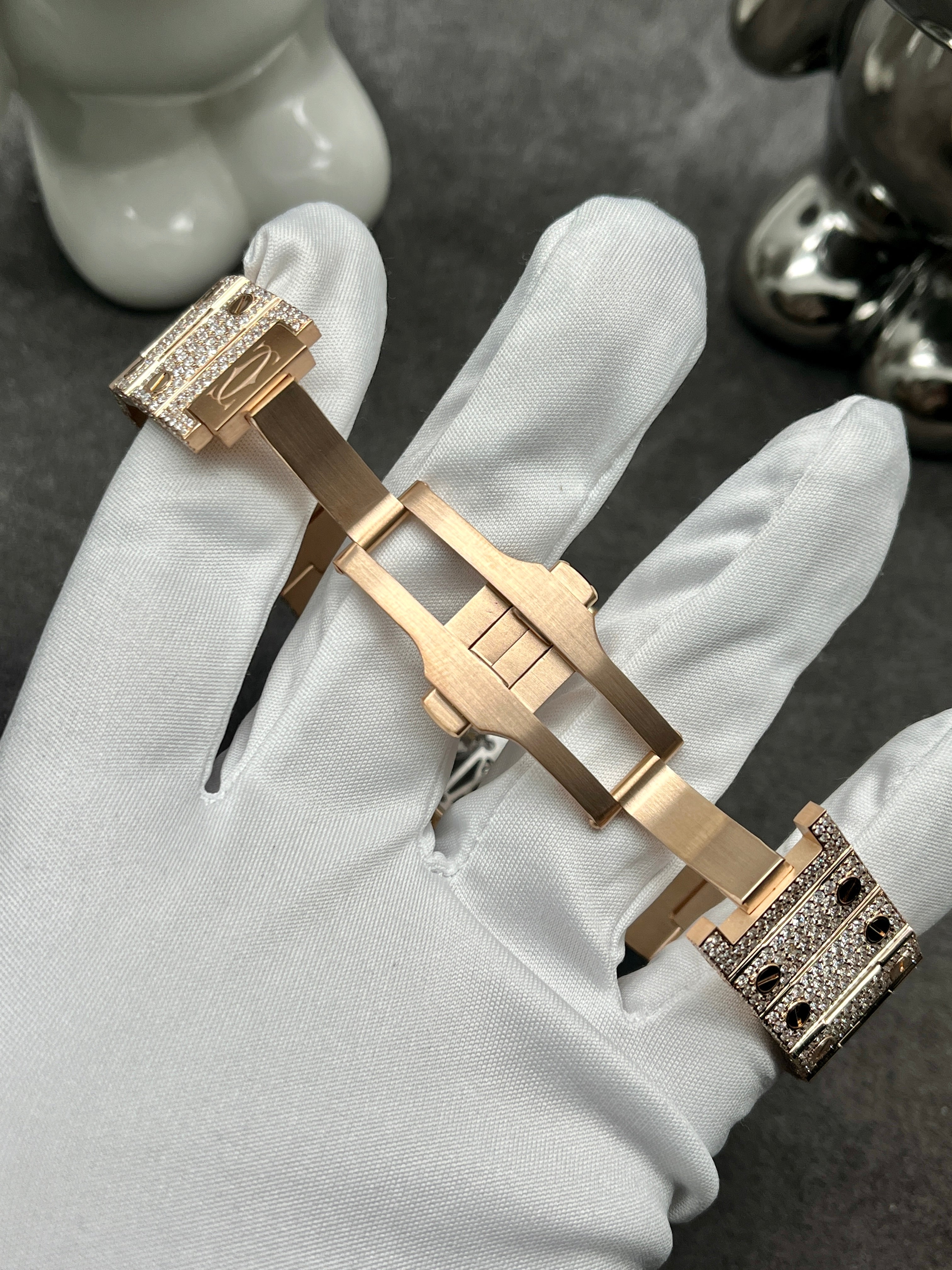 Cartier Santos XL Skeleton Diamond Pave Set Rose Gold WHSA0015