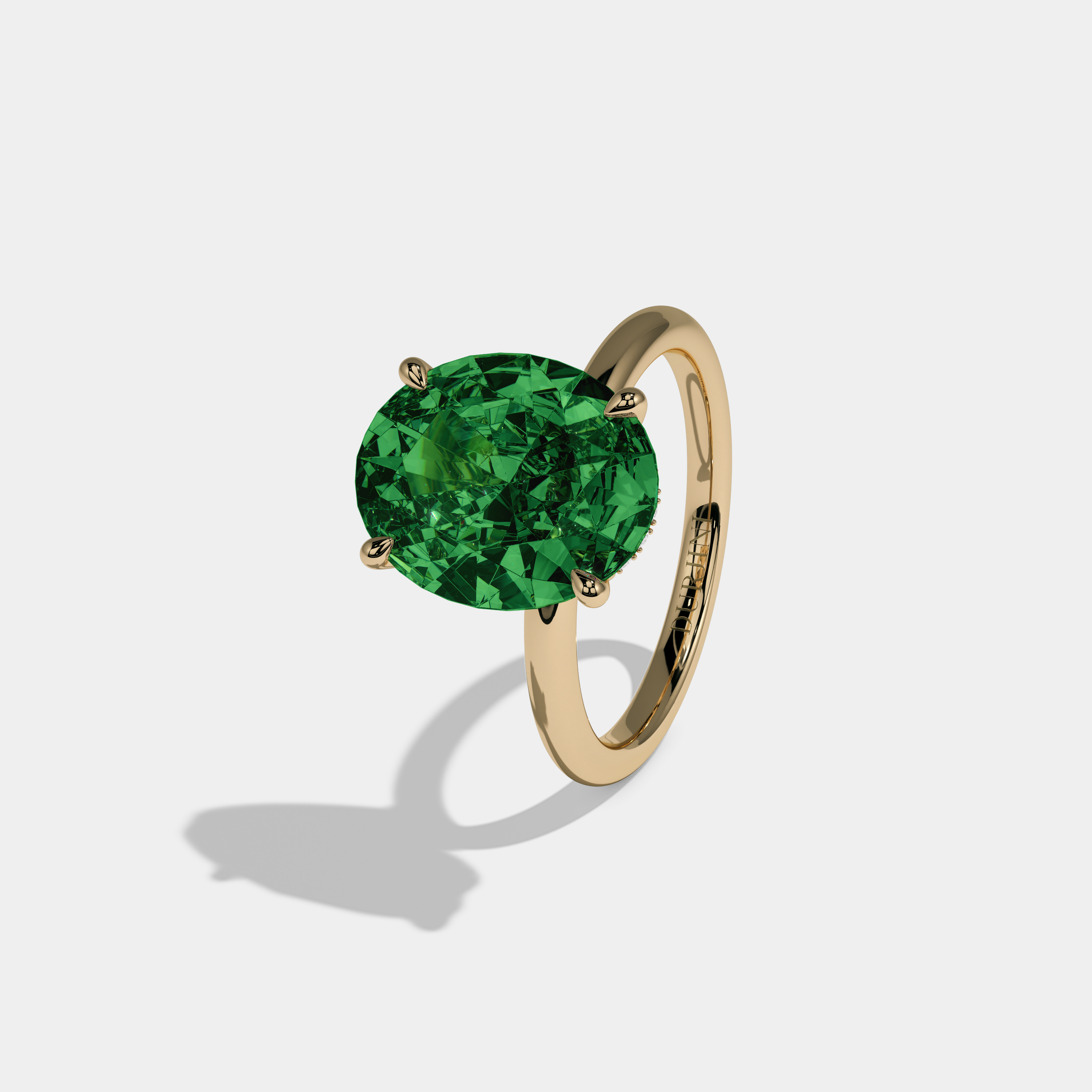 Helena Fancy Dark Green Oval Cut Diamond Plain Band Engagement Ring 6.5ct 18K Yellow Gold