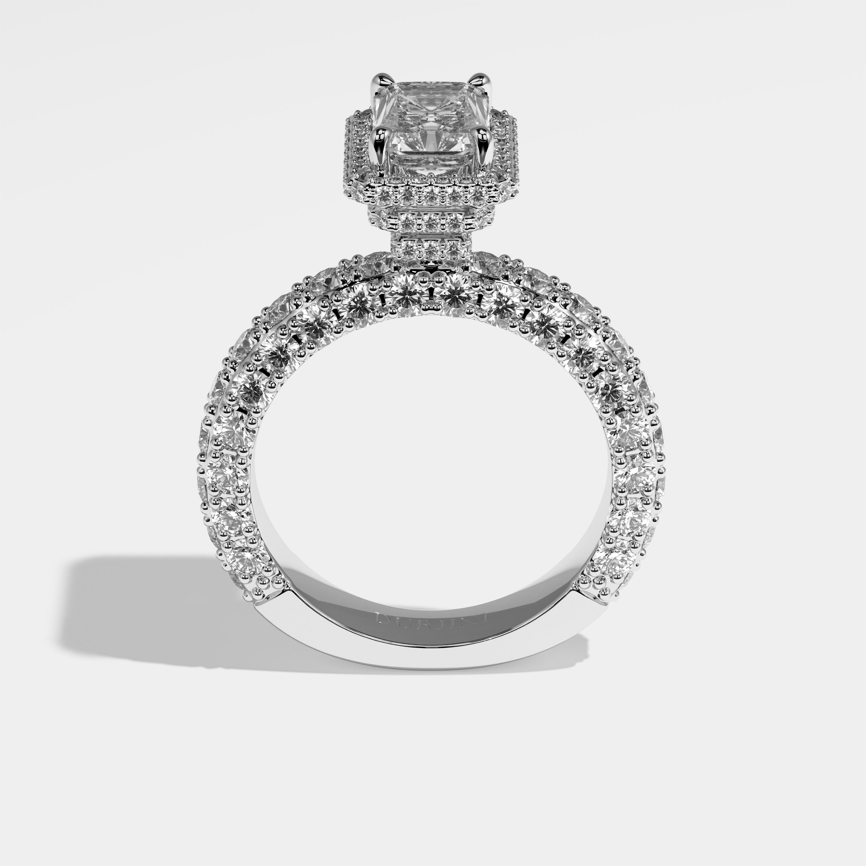 Edith Diamond Radiant Halo Engagement Ring 18K White Gold 6.00ct