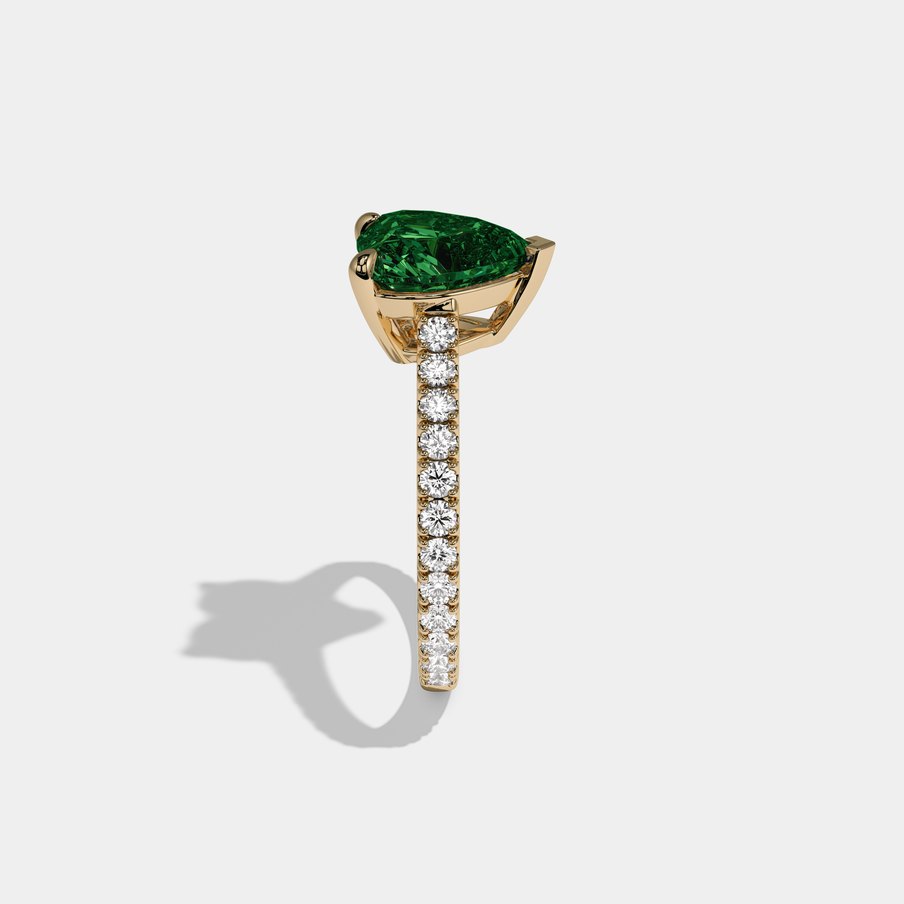 Helena Fancy Dark Green Heart Cut Diamond Engagement Ring 7ct 18K Yellow Gold
