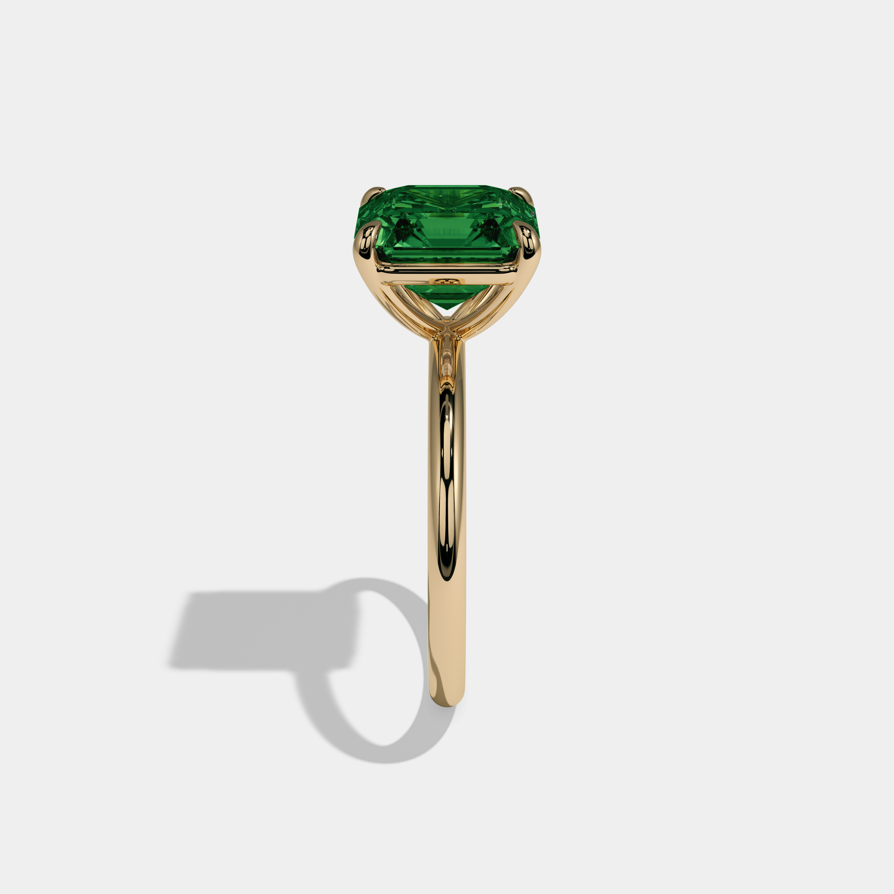 Helena Fancy Dark Green Asscher Cut Diamond Plain Band Engagement Ring 6ct 18k Yellow Gold