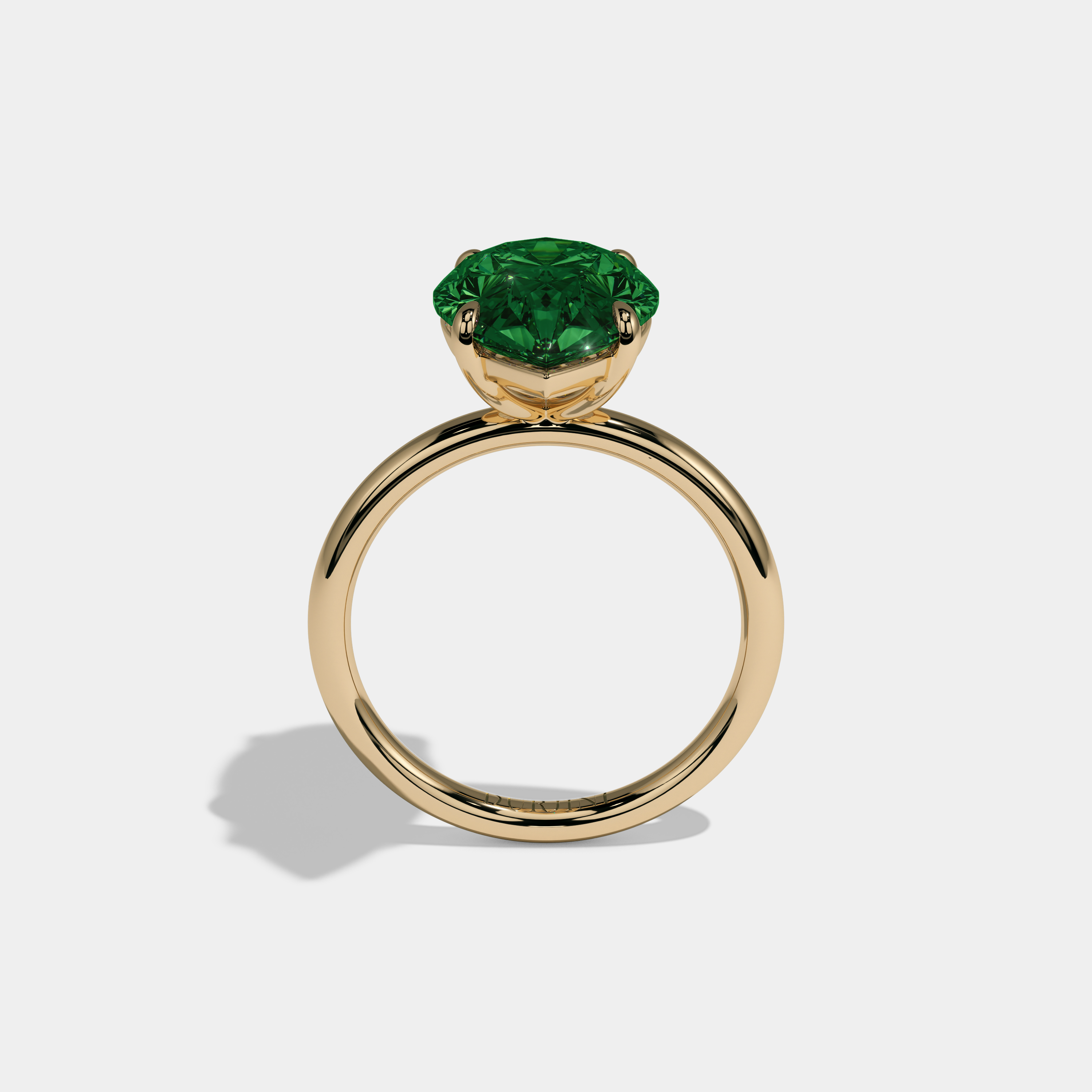 Adelaide Fancy Dark Green Pear Cut Diamond Plain Band Engagement Ring 6ct 18K Yellow Gold