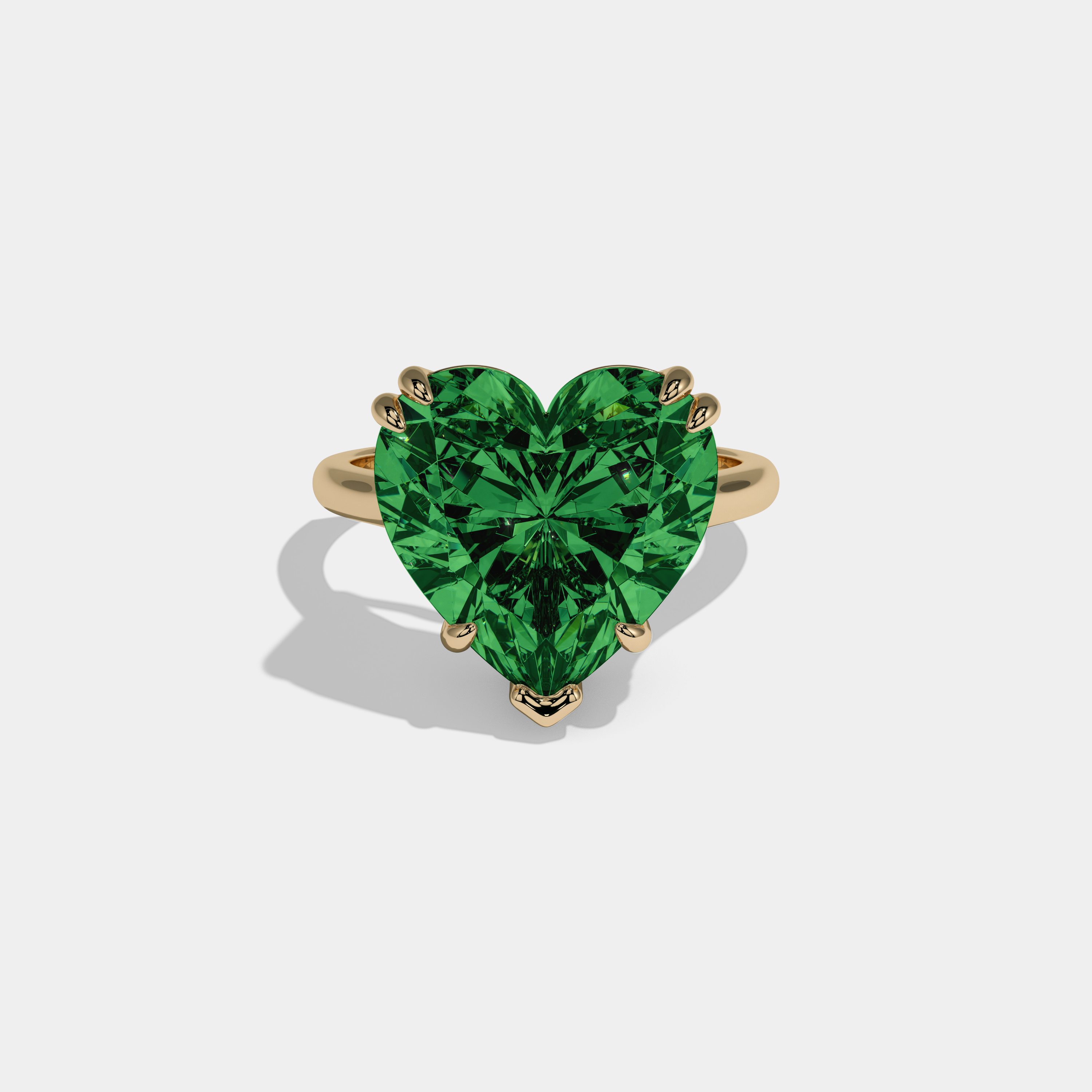 Adelaide Fancy Dark Green Heart Brilliant Cut Diamond Plain Band Engagement Ring 6ct 18K Yellow Gold