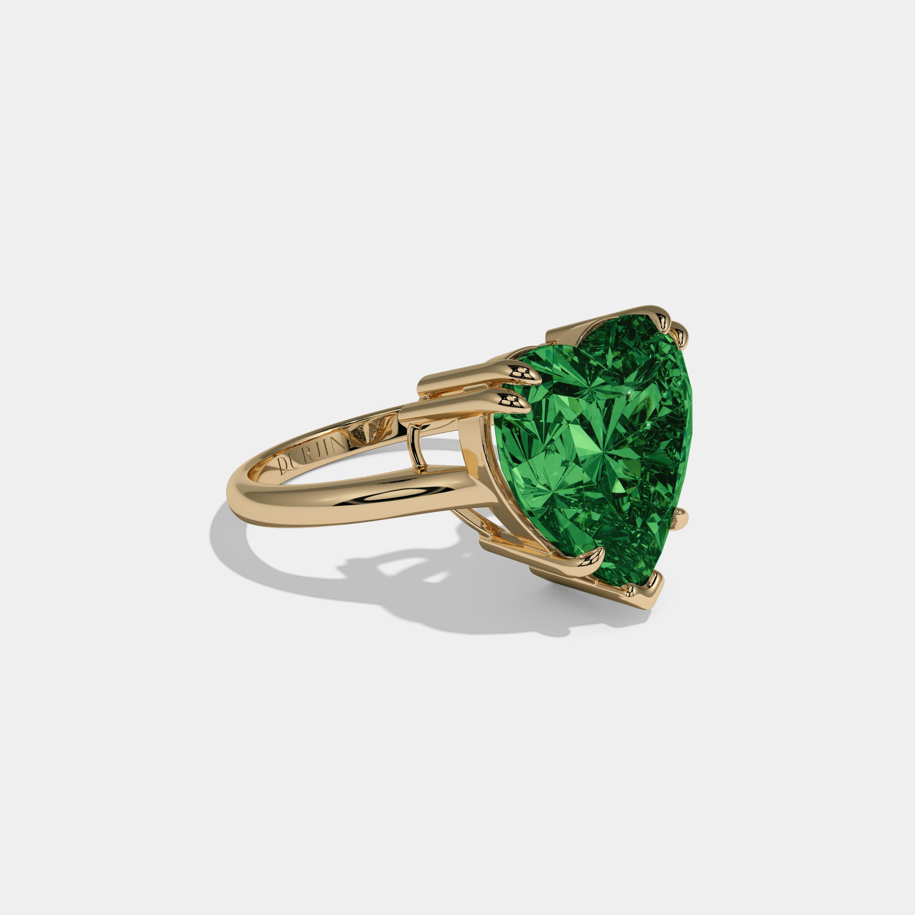 Adelaide Fancy Dark Green Heart Brilliant Cut Diamond Plain Band Engagement Ring 6ct 18K Yellow Gold
