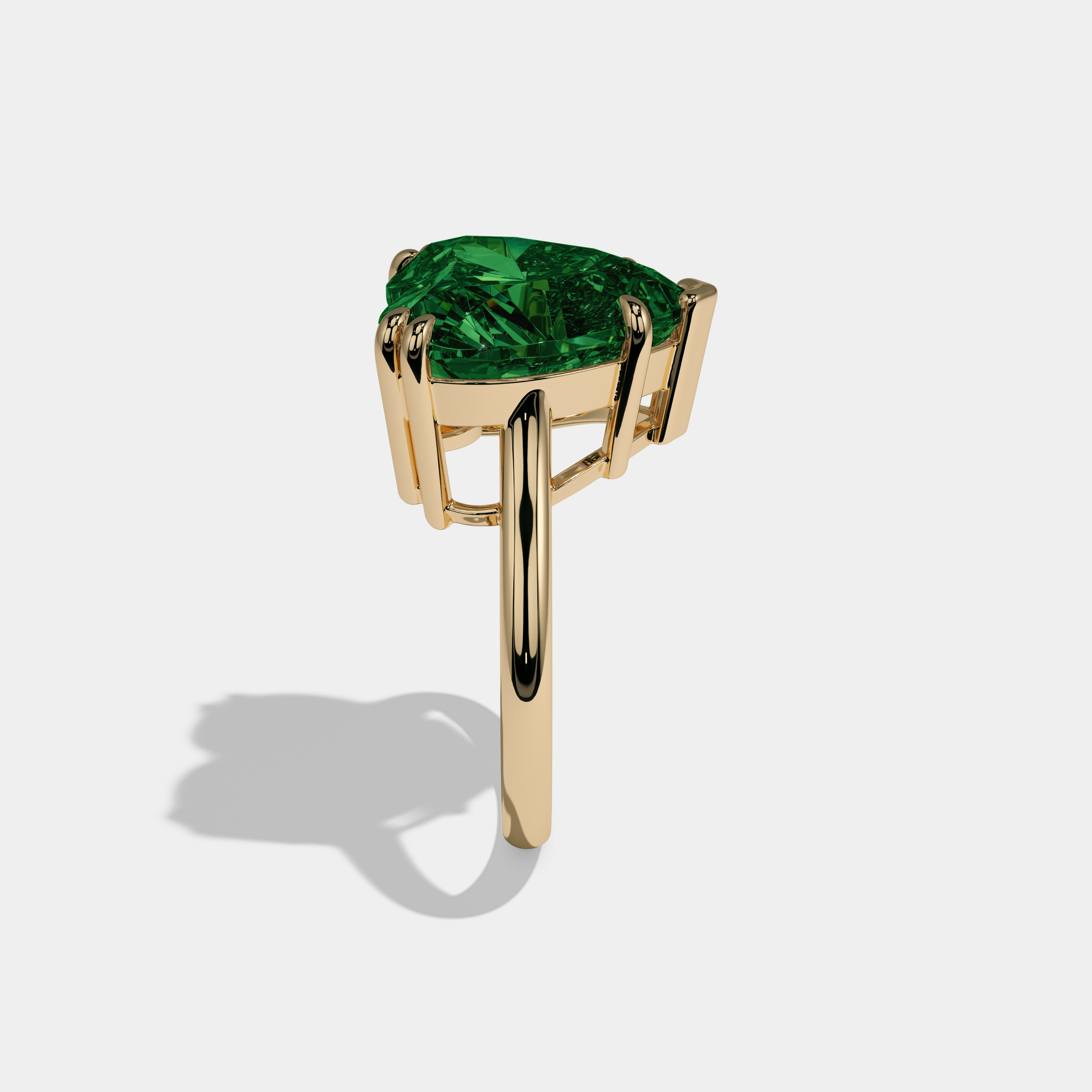 Adelaide Fancy Dark Green Heart Brilliant Cut Diamond Plain Band Engagement Ring 6ct 18K Yellow Gold