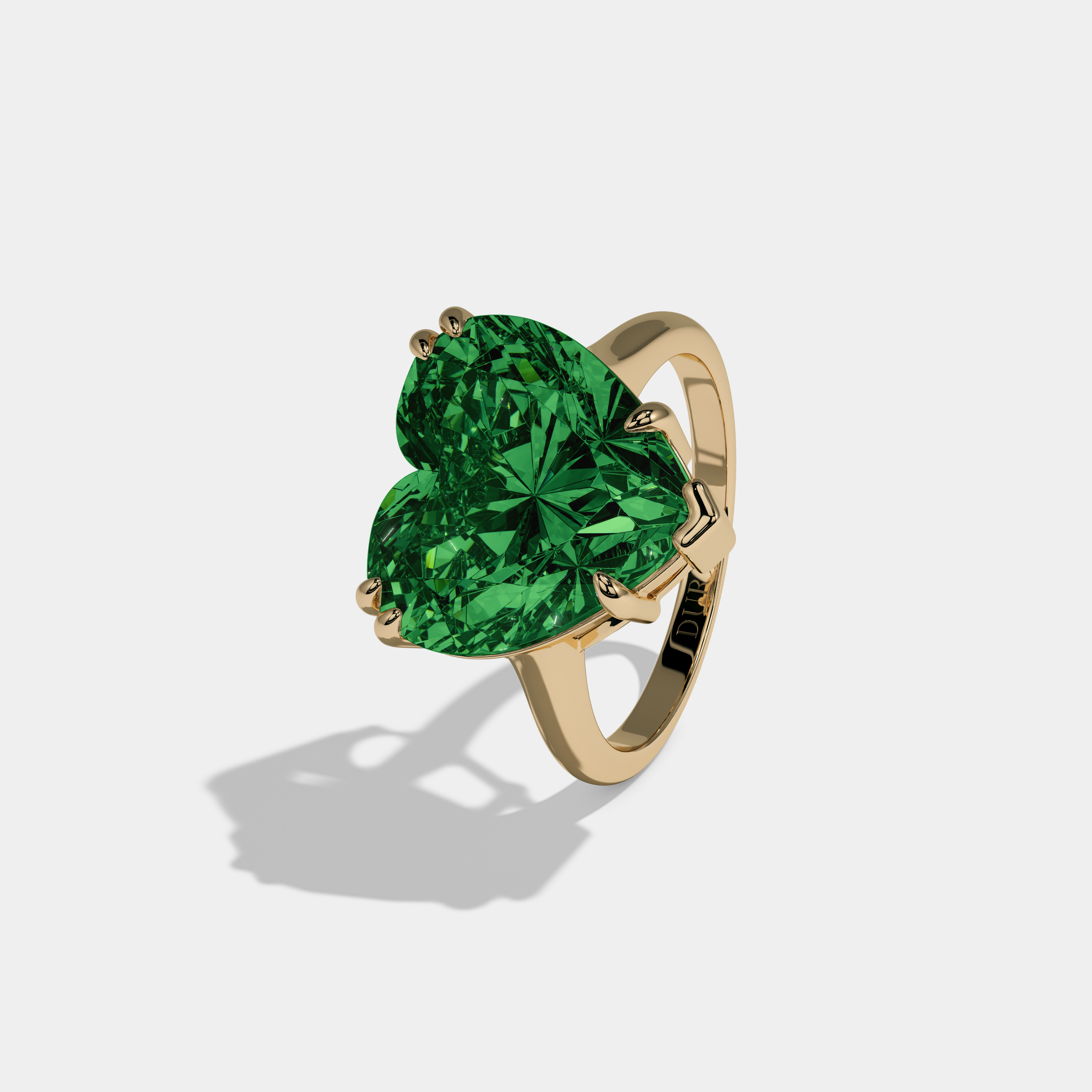 Adelaide Fancy Dark Green Heart Brilliant Cut Diamond Plain Band Engagement Ring 6ct 18K Yellow Gold