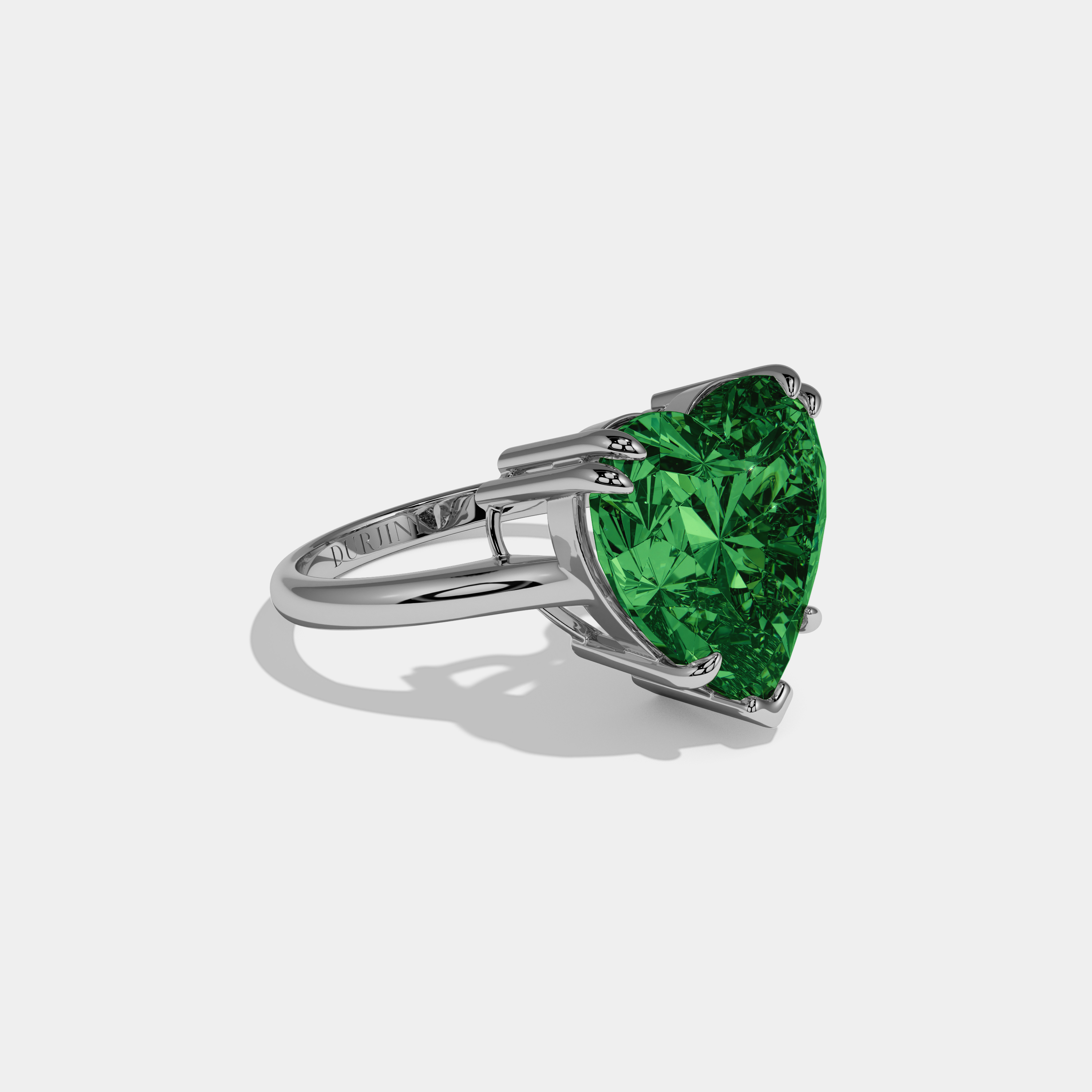 Eugenie Fancy Dark Green Heart Brilliant Cut Diamond Plain Band Engagement Ring 6ct 18K White Gold