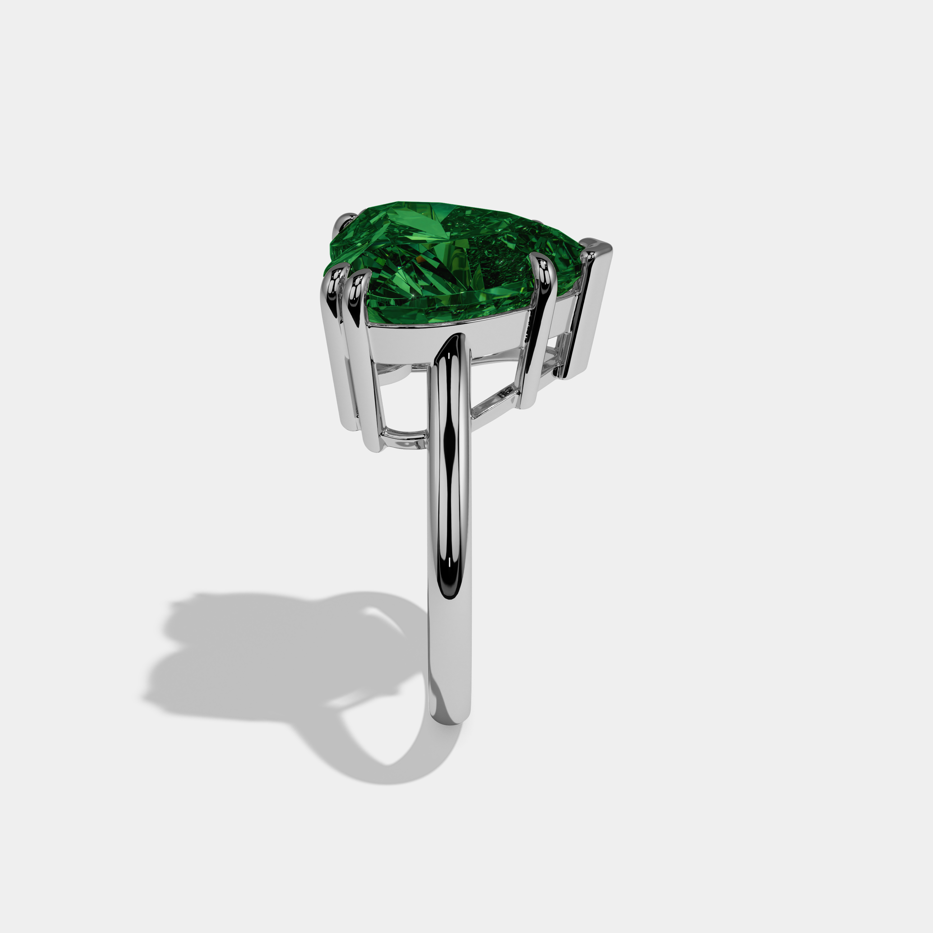 Eugenie Fancy Dark Green Heart Brilliant Cut Diamond Plain Band Engagement Ring 6ct 18K White Gold