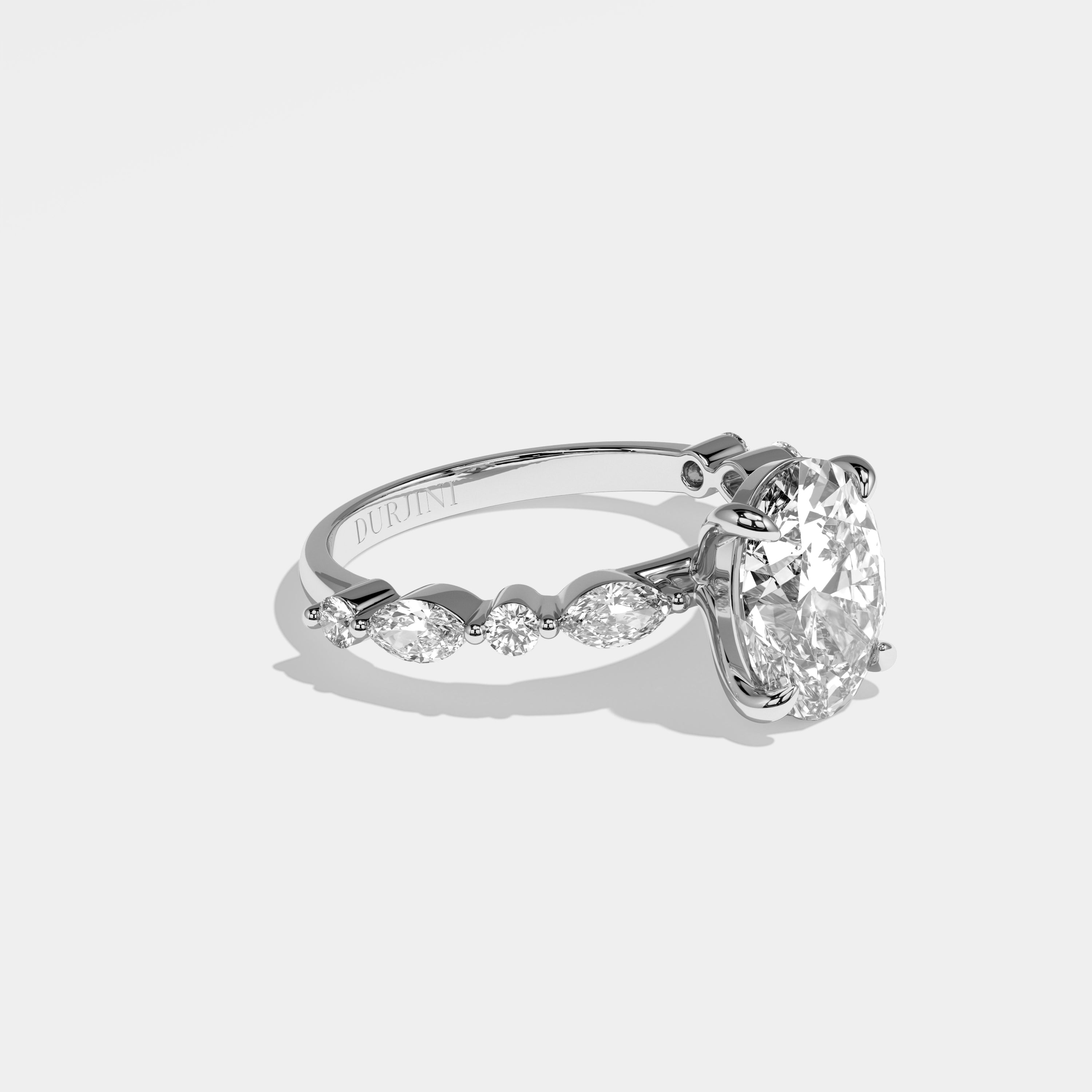 Unity Diamond Oval Engagement Ring 18K White Gold 6.00ct