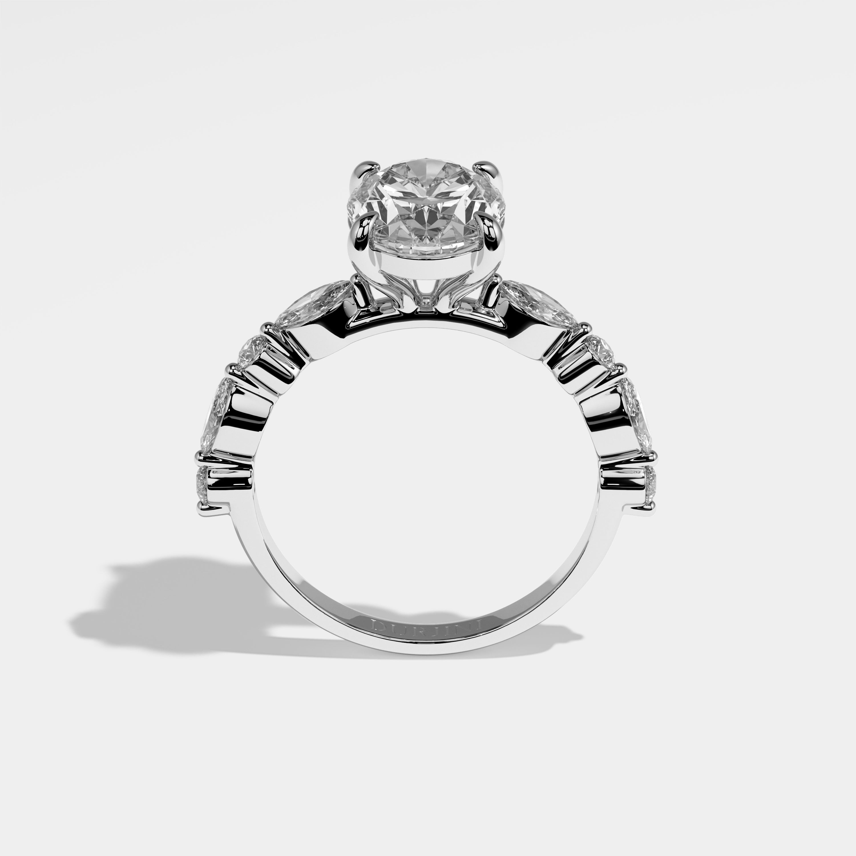 Unity Diamond Oval Engagement Ring 18K White Gold 6.00ct