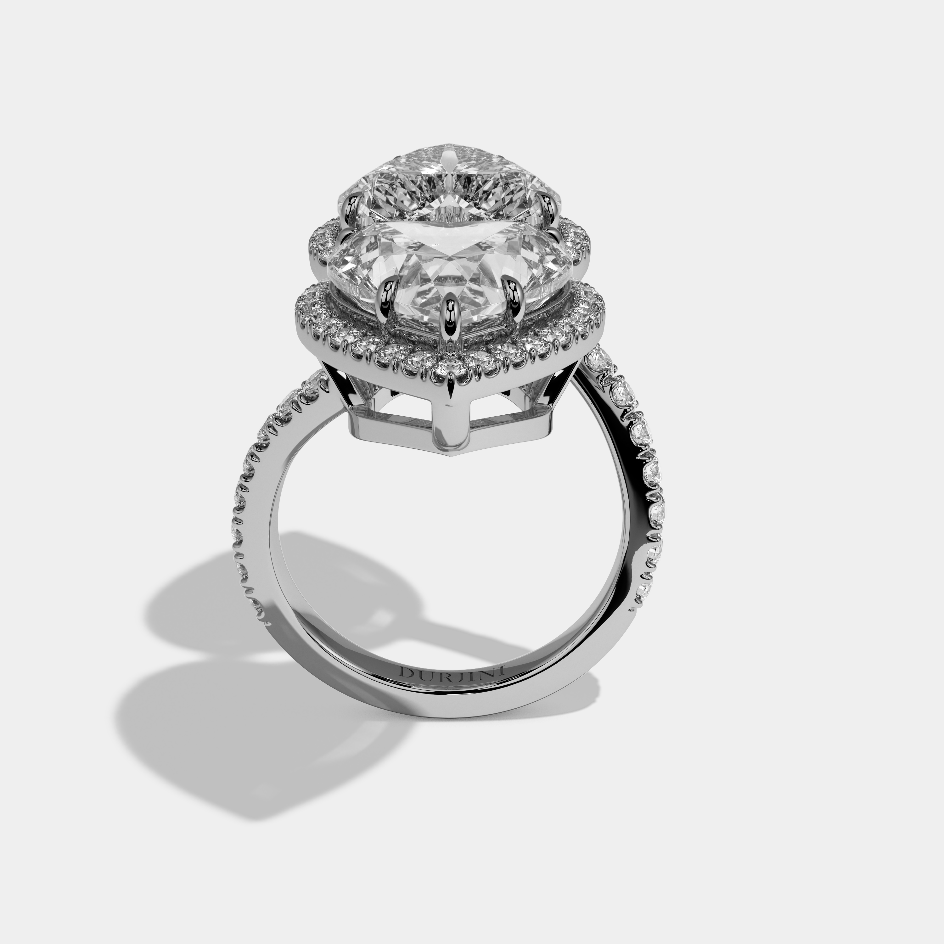 Addison Heart Twin Cut Diamond Halo Band Engagement Ring 10ct 18k White Gold