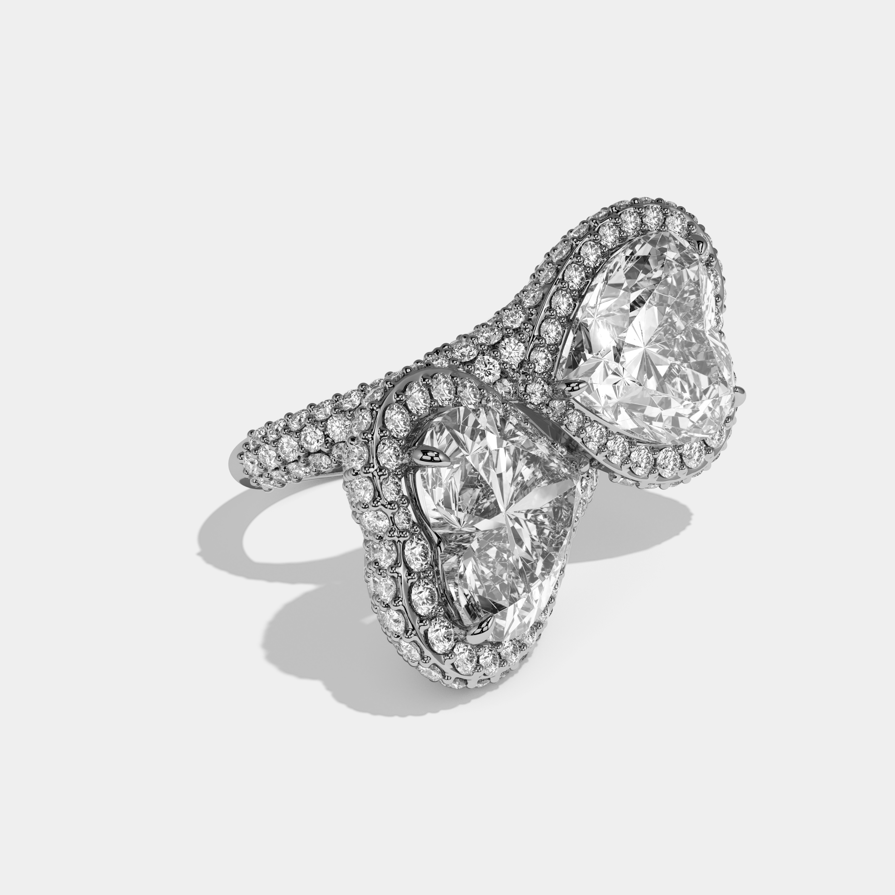 Layla Princess Cut Double Diamond Halo Band Engagement Ring 10ct 18K White Gold