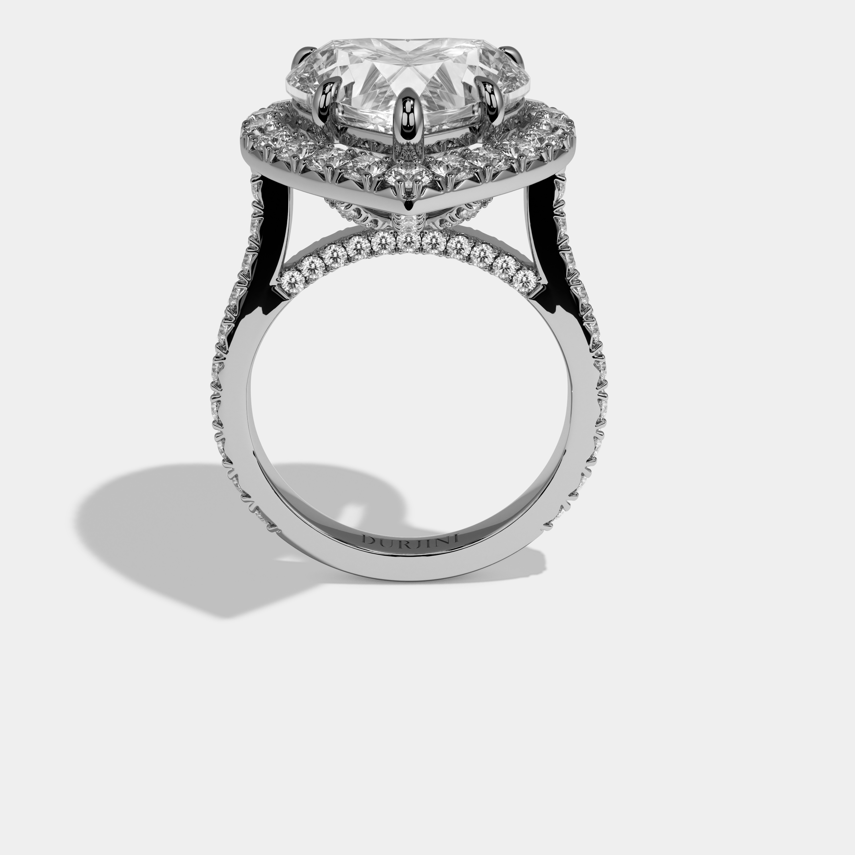 Nora Heart Cut Diamond Halo Diamond Band Engagement Ring 10ct 18k White Gold