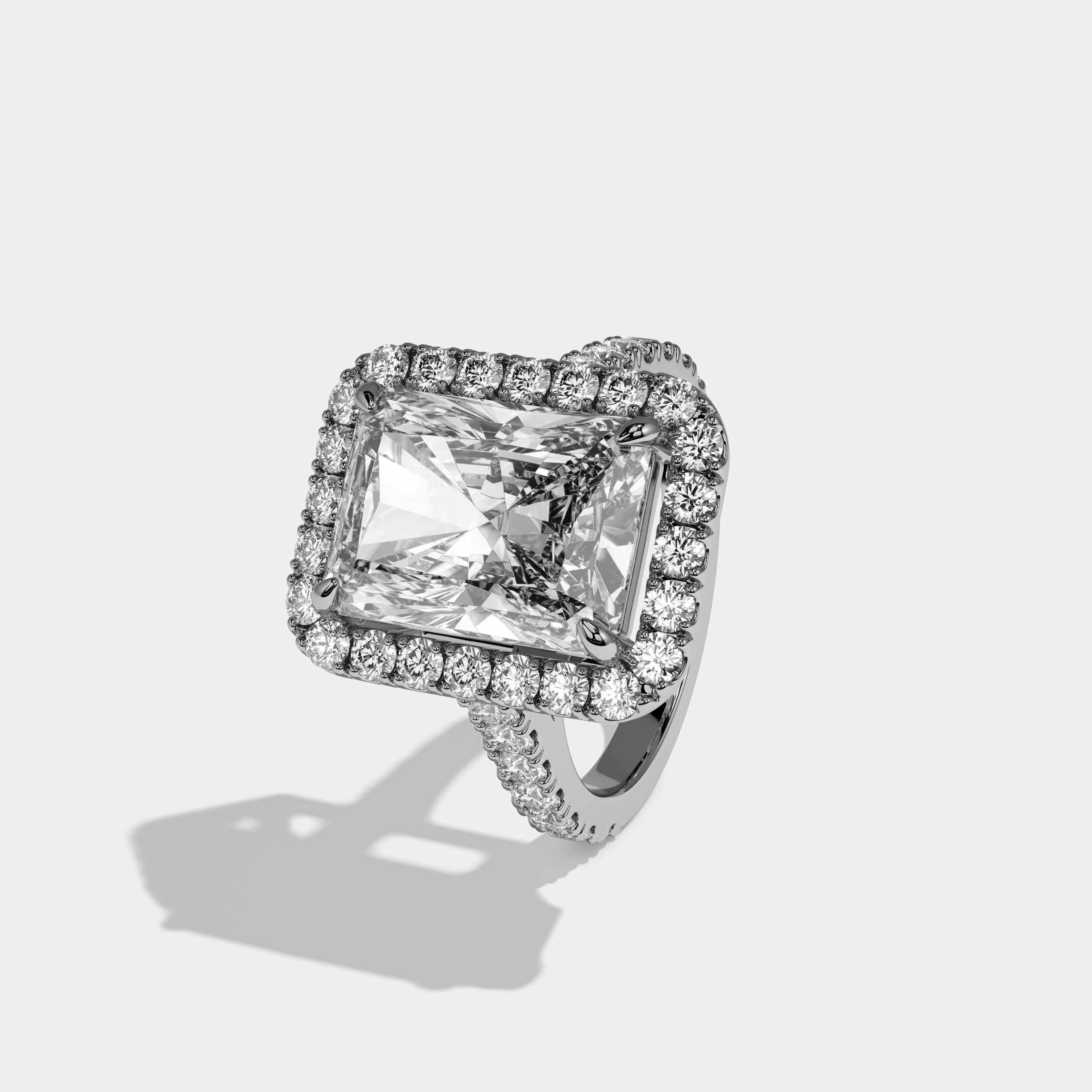 Hannah Radiant Brilliant Cut Diamond Halo Engagement Ring 10ct 18k White Gold