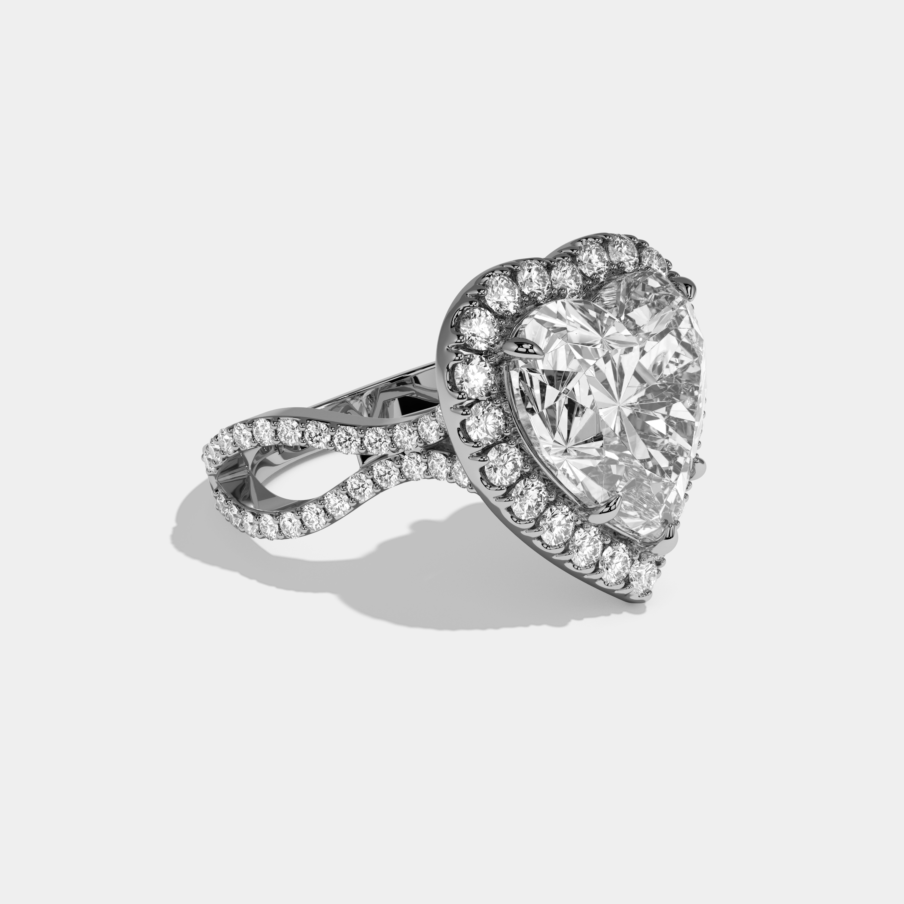 Aria Heart Cut Diamond Halo Diamond Band Engagement Ring 10ct 18K White Gold