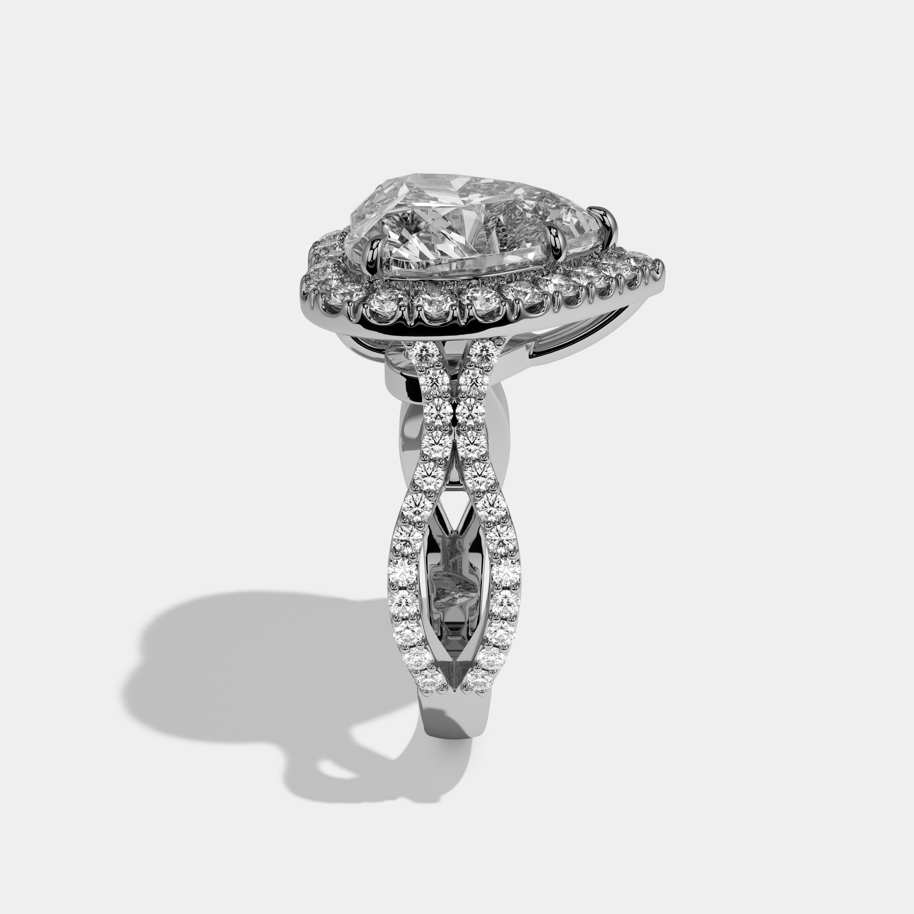 Aria Heart Cut Diamond Halo Diamond Band Engagement Ring 10ct 18K White Gold