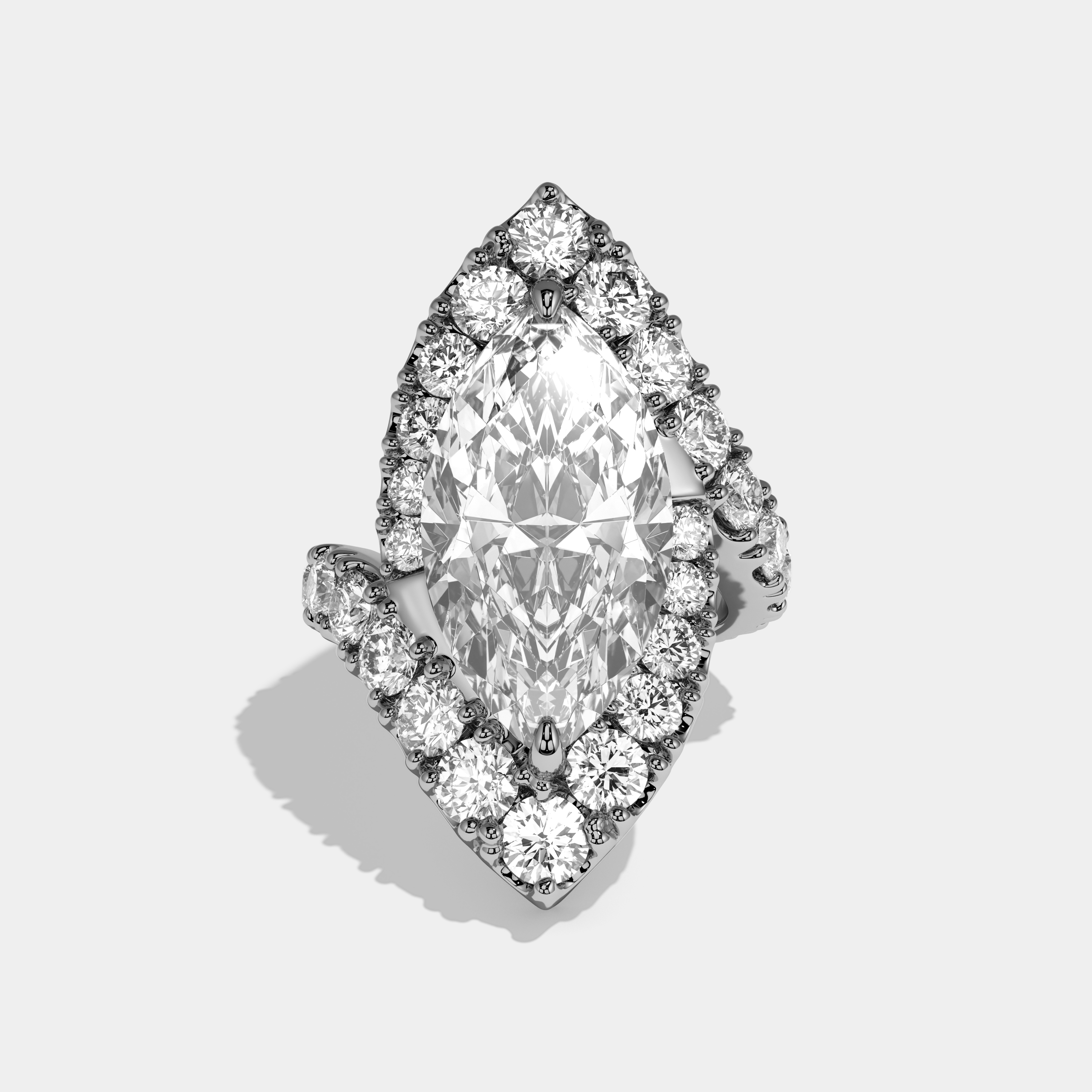 Avery Marquise Twin Cut Diamond Halo Band Engagement Ring 10ct 18k White Gold