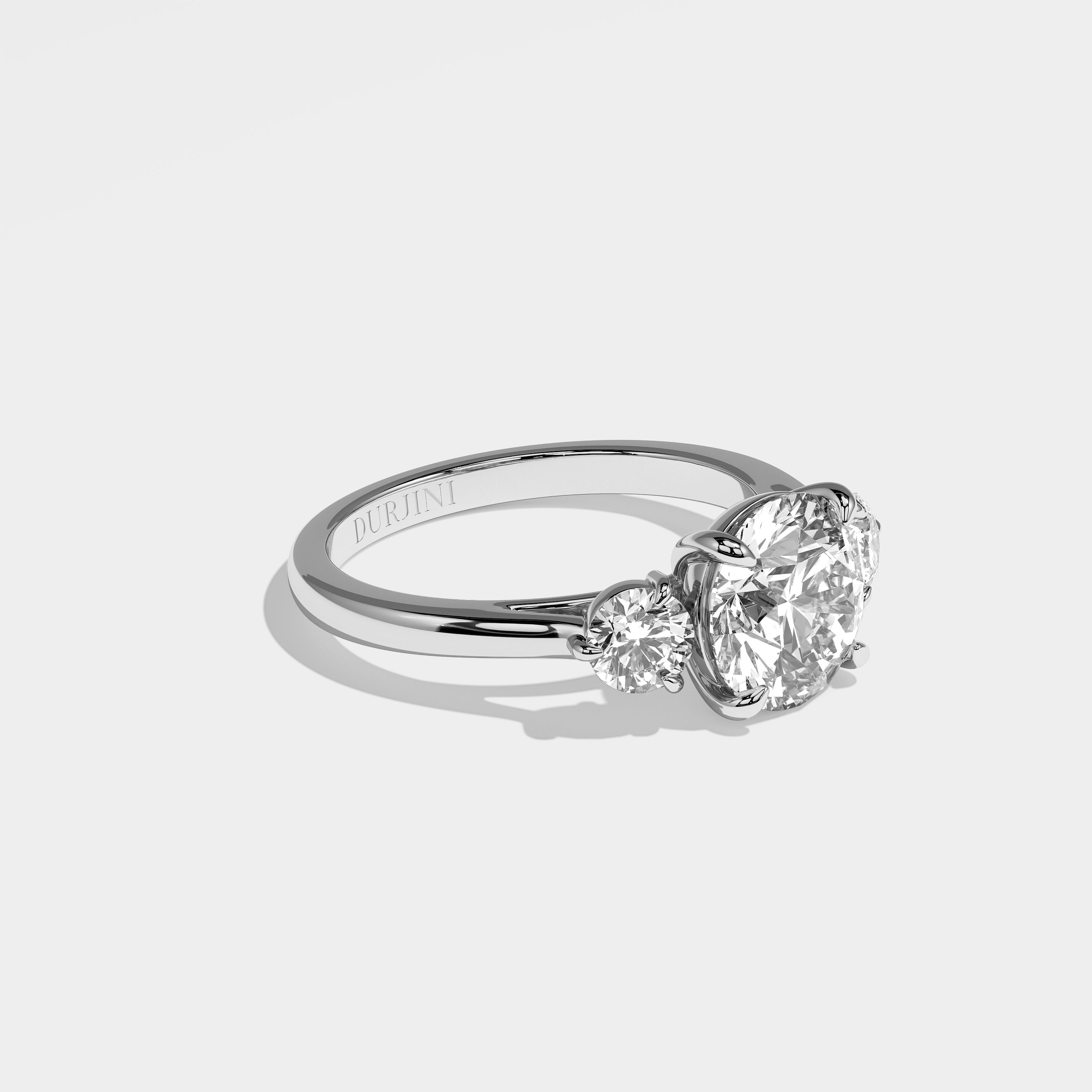 Olden round brilliant diamond engagement ring in 18K white gold by Kurbãni Durjini, right view