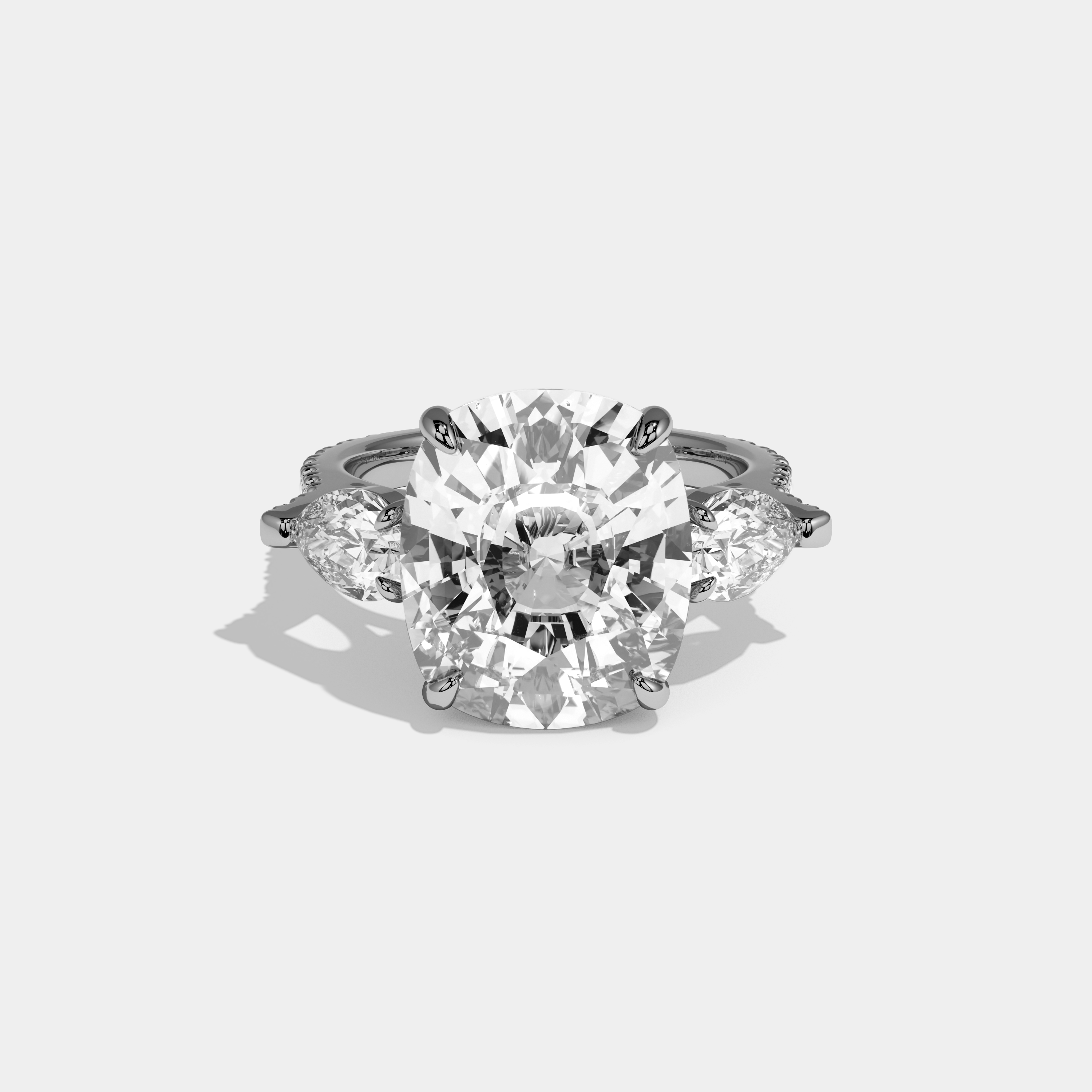 Camila Cushion Cut Diamond Halo With Pear Sides Engagement Ring 10ct 18k White Gold