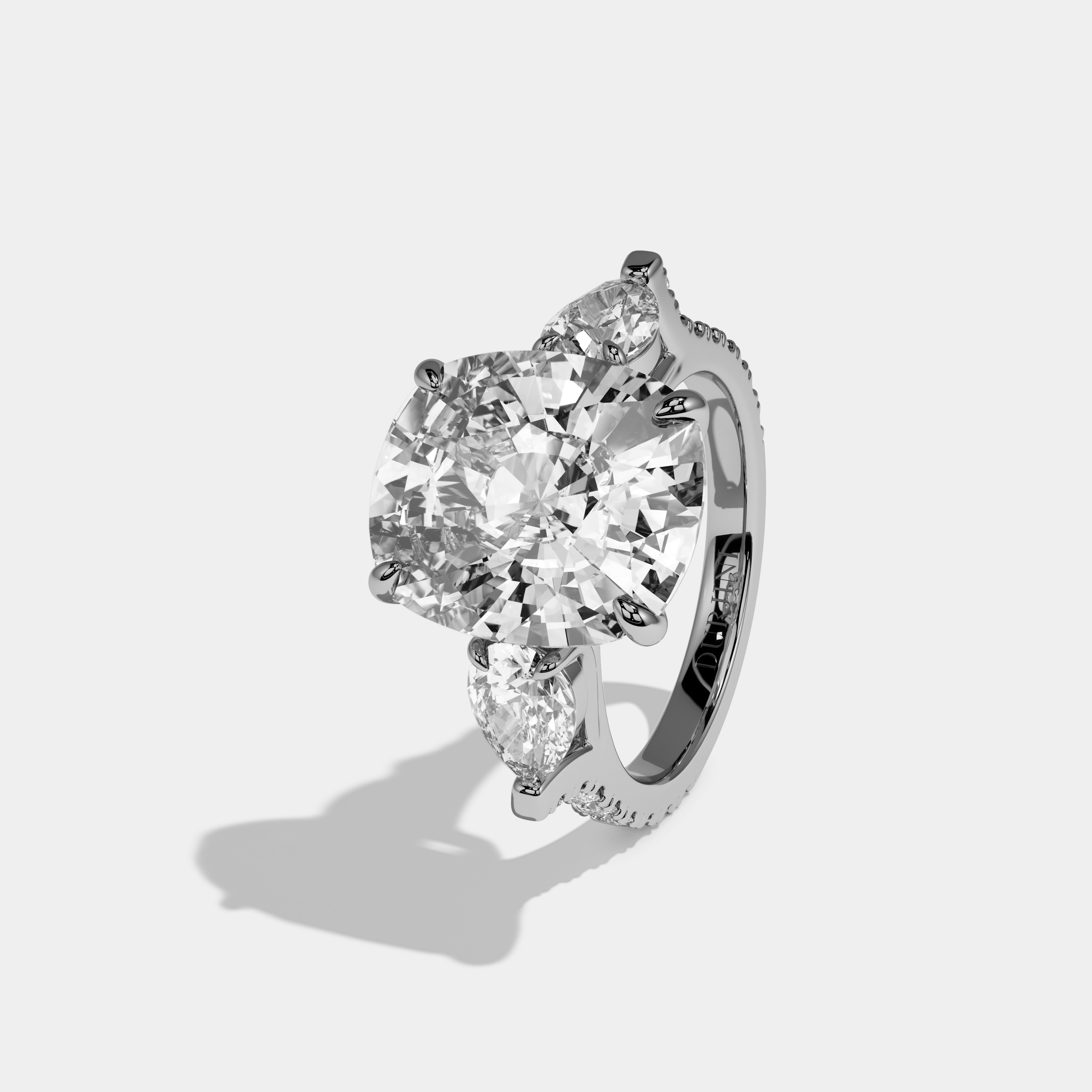 Camila Cushion Cut Diamond Halo With Pear Sides Engagement Ring 10ct 18k White Gold