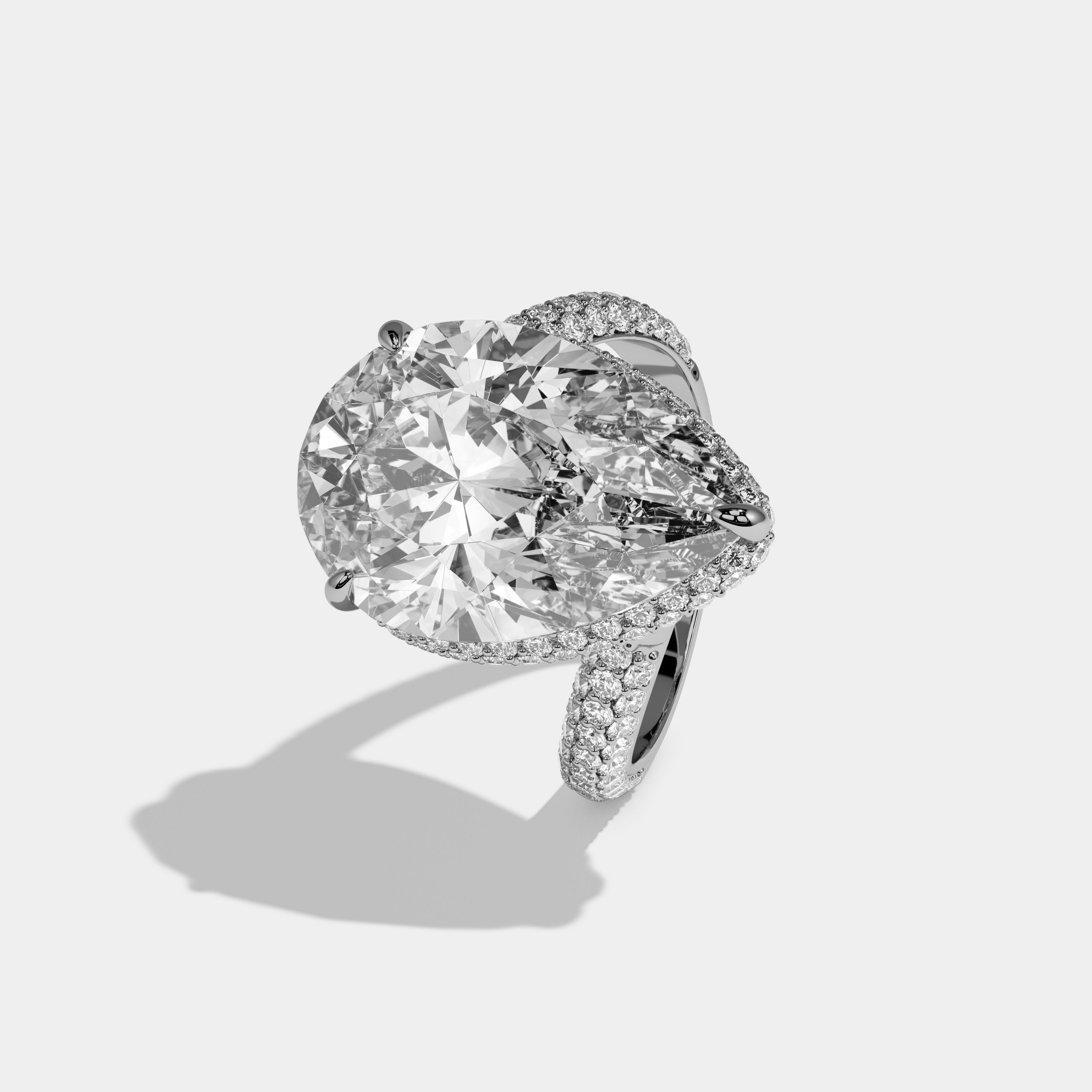 Aurora Pear Brilliant Cut Diamond Halo Engagement Ring 10ct 18k White Gold