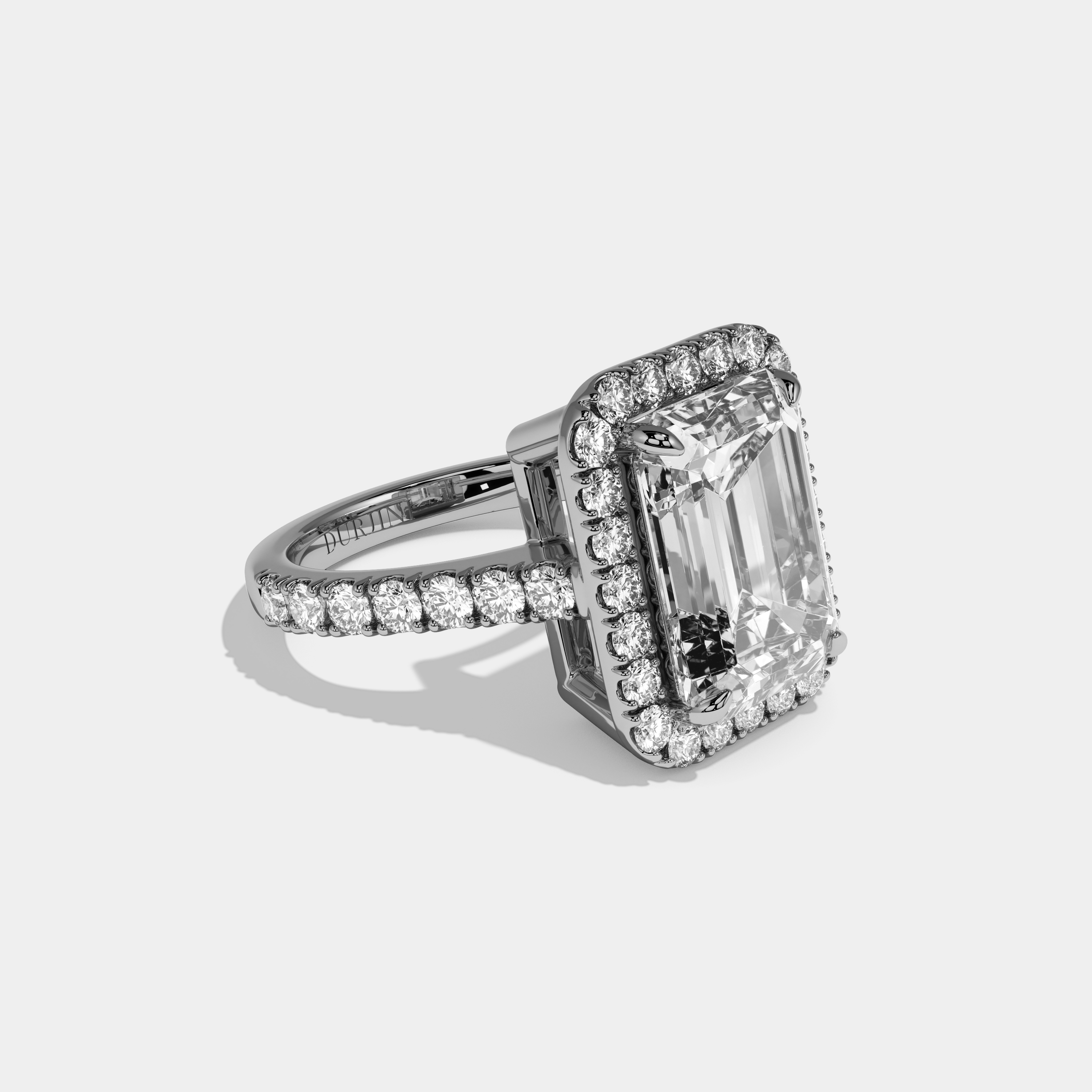 Maristelle Emerald Cut Diamond Halo Engagement Ring 10ct 18k White Gold