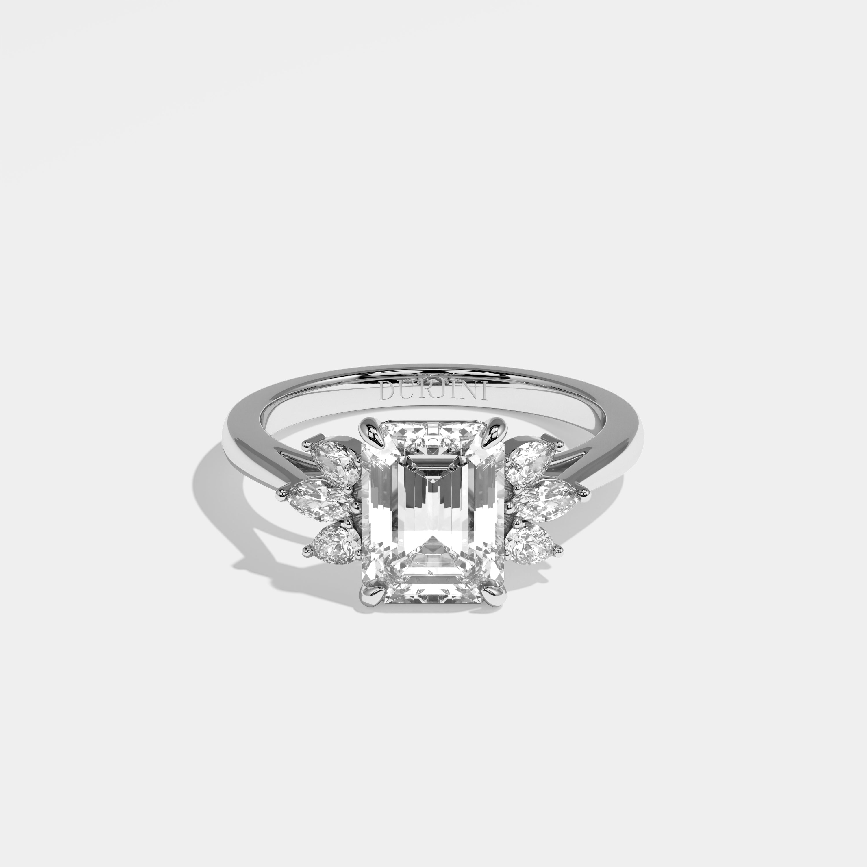 Mane Diamond Emerald Engagement Ring 18K White Gold 3.30ct
