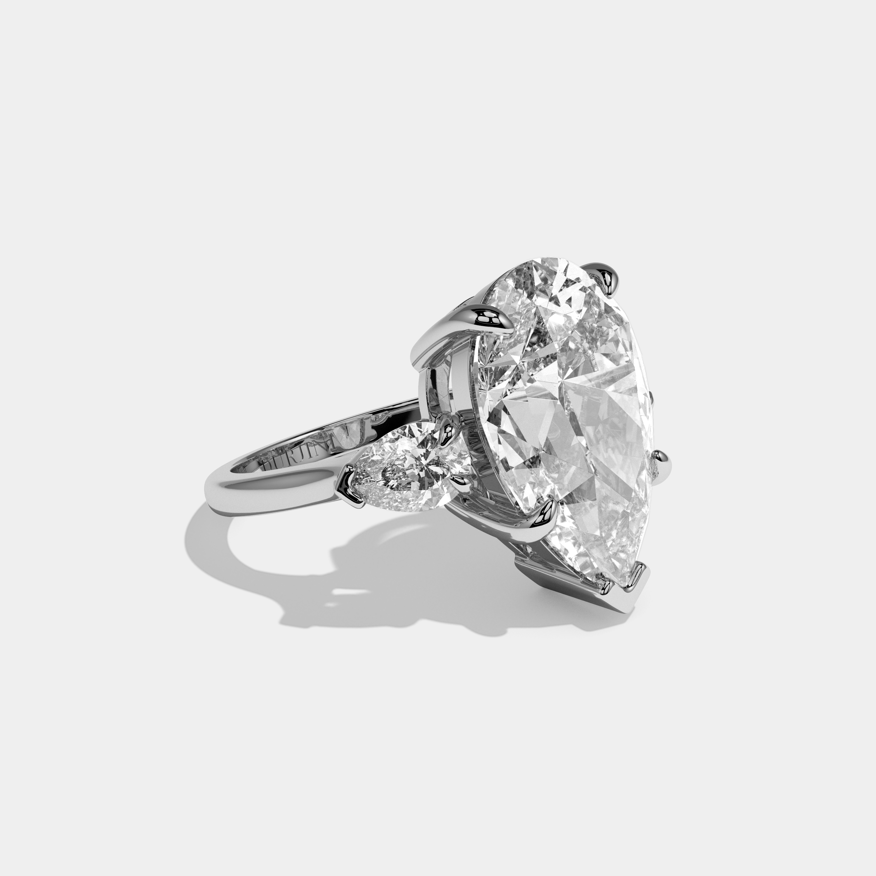 Charlotte Pear Cut Diamond Plain Band Engagement Ring 10ct 18k White Gold