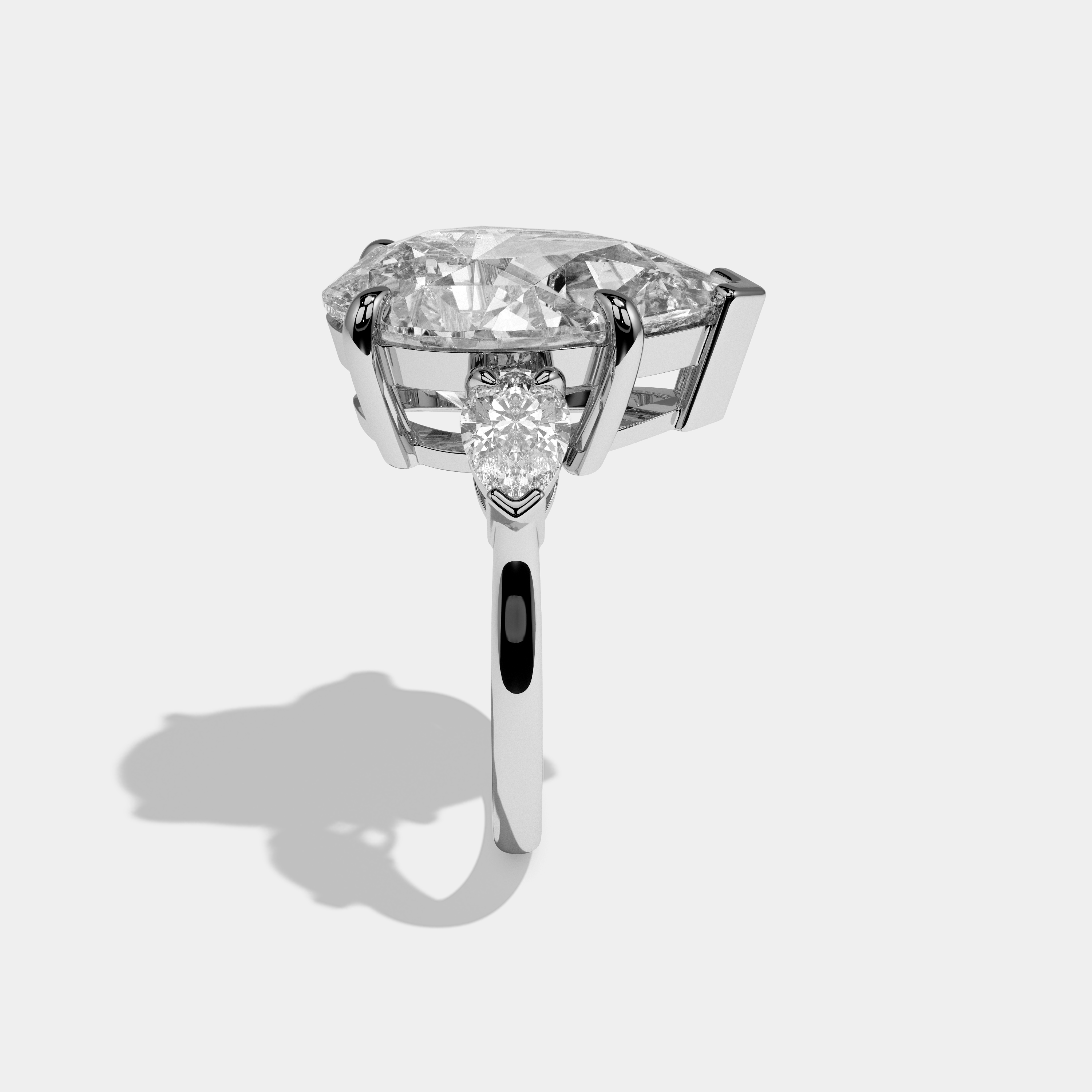 Charlotte Pear Cut Diamond Plain Band Engagement Ring 10ct 18k White Gold