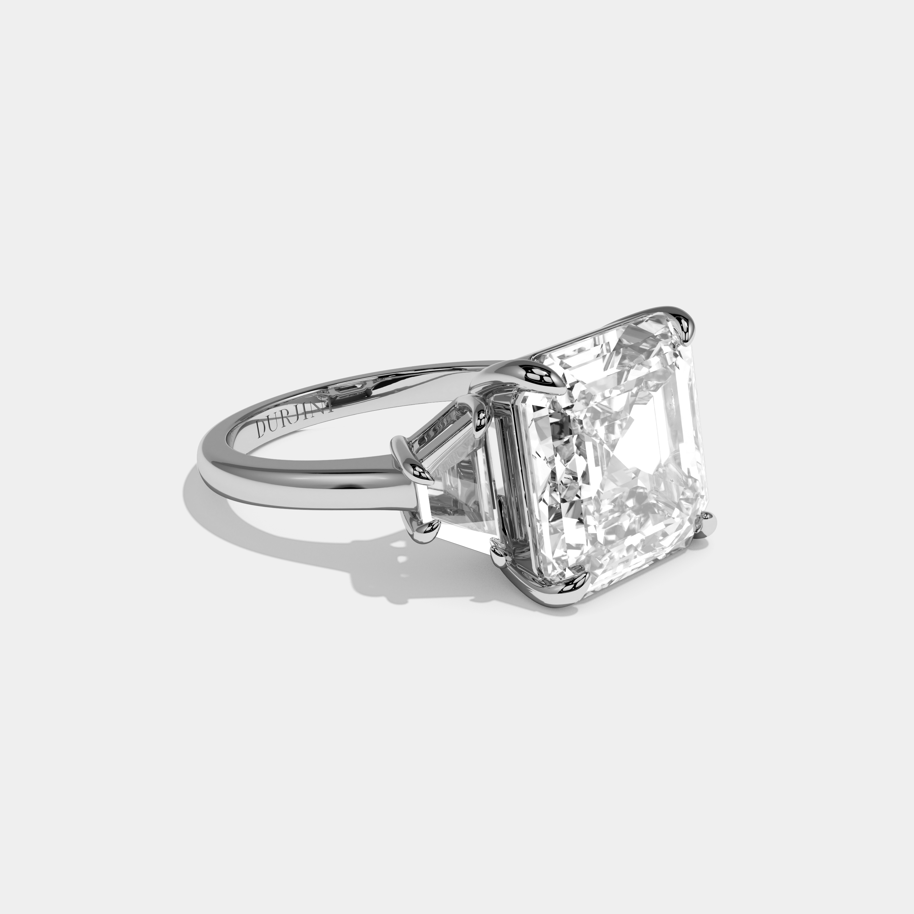Penelope Asscher Cut Diamond Halo Plain Band Engagement Ring 10ct 18K White Gold