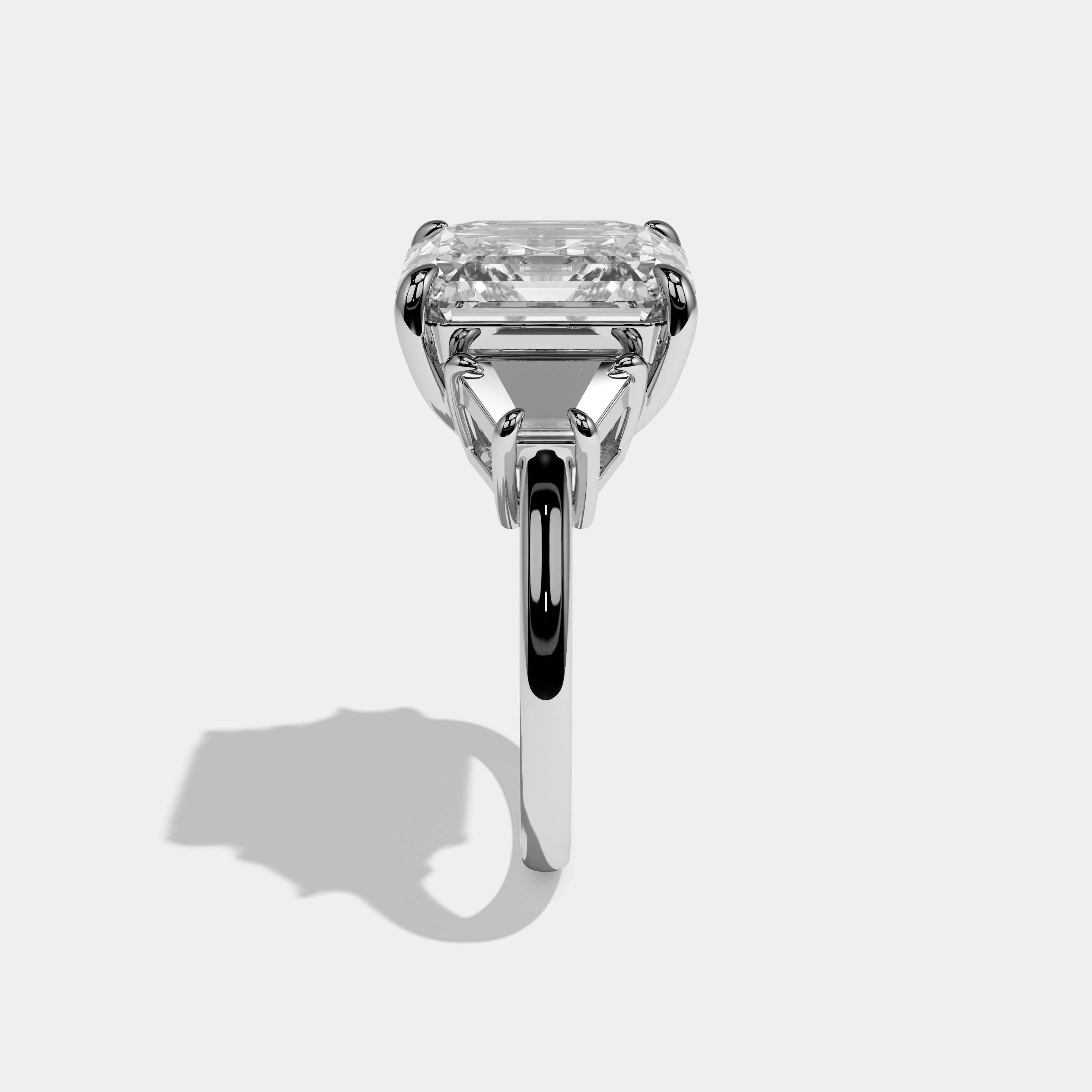 Penelope Asscher Cut Diamond Halo Plain Band Engagement Ring 10ct 18K White Gold