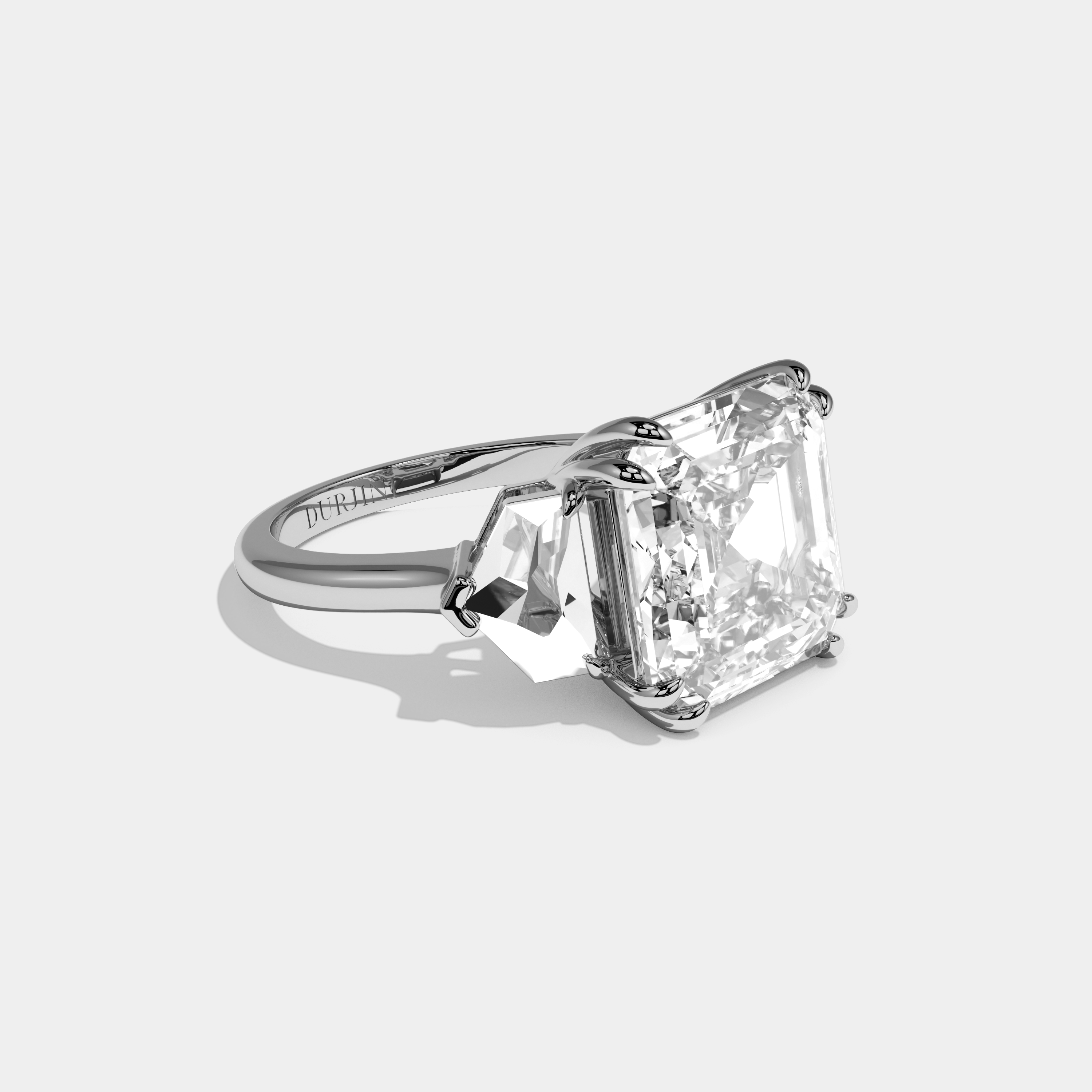 Luna Asscher Cut Diamond Pentagon Sides Halo Plain Band Engagement Ring 10ct 18k White Gold