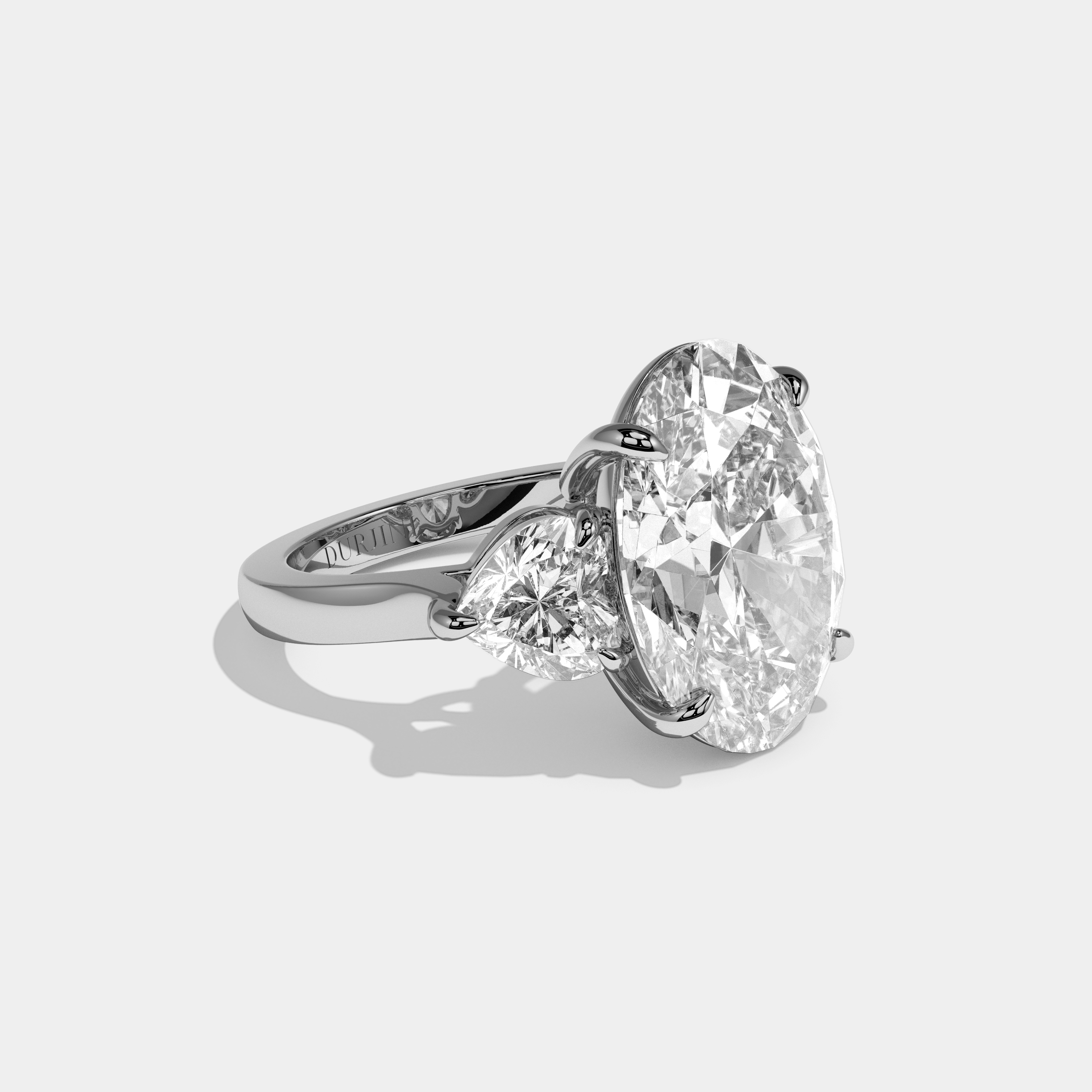 Ottilie Oval Cut Diamond Halo Engagement Ring Simple Band 10ct 18K White Gold