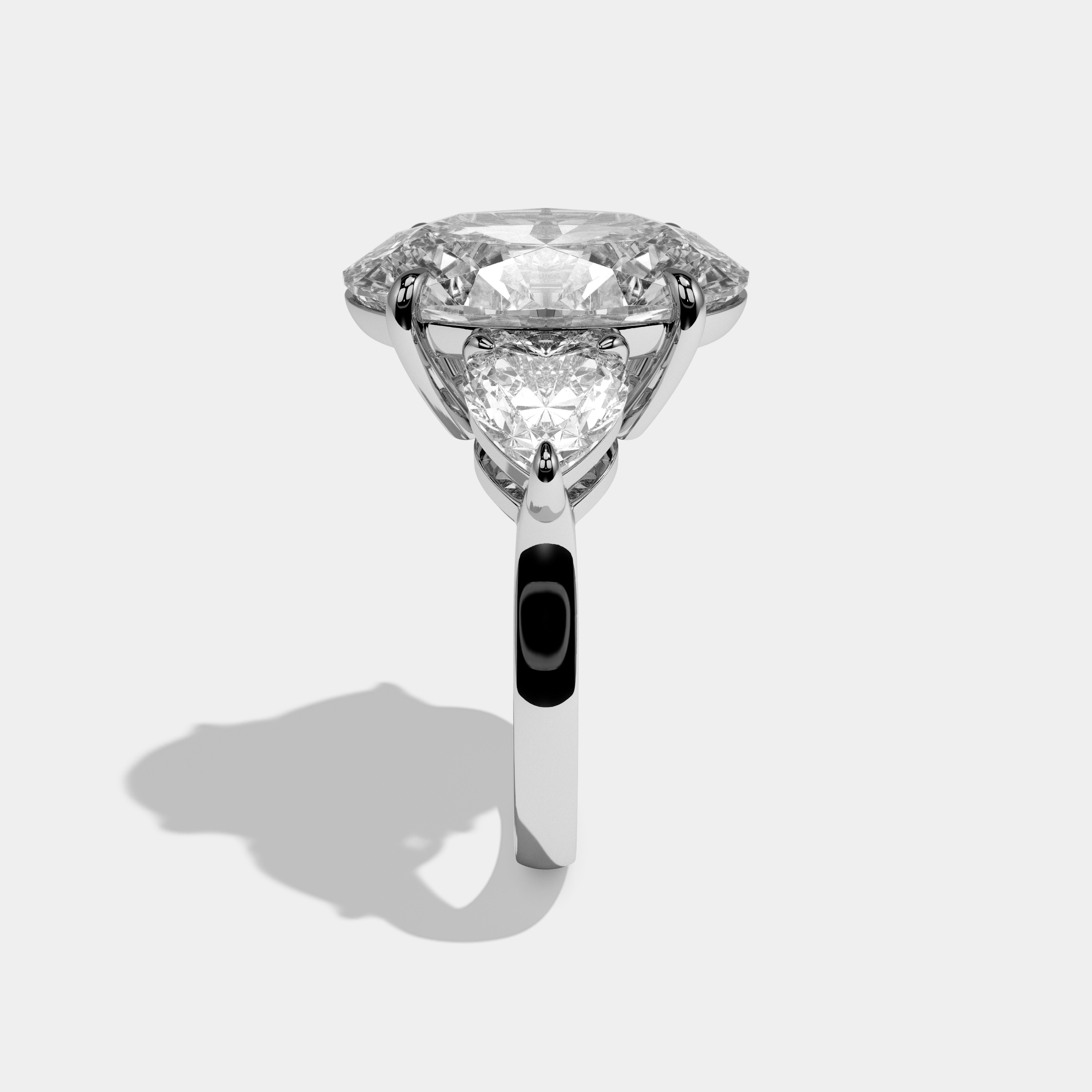 Ottilie Oval Cut Diamond Halo Engagement Ring Simple Band 10ct 18K White Gold