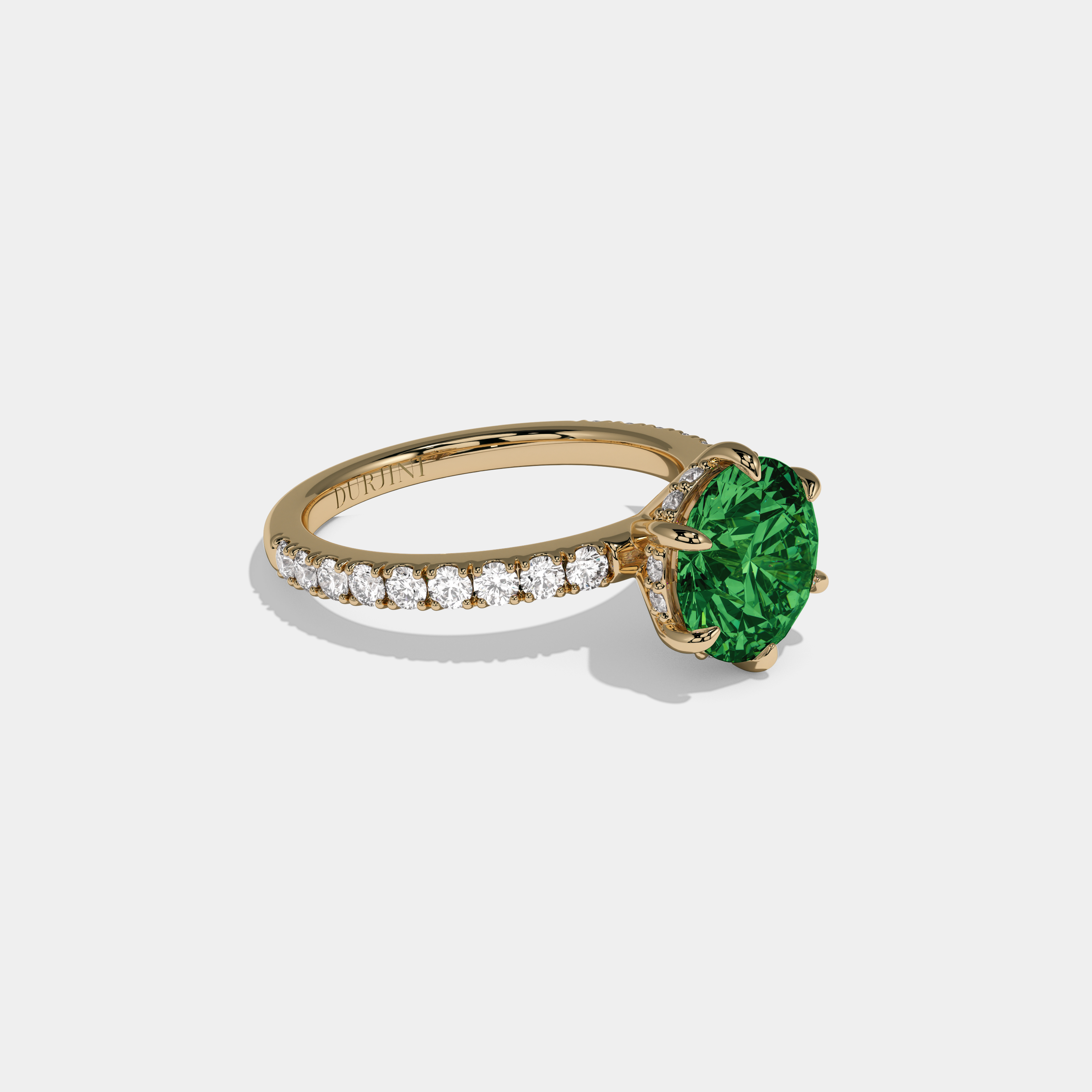 Adelaide Fancy Dark Green Round Brilliant Cut Diamond Band Engagement Ring 6ct 18K Yellow Gold